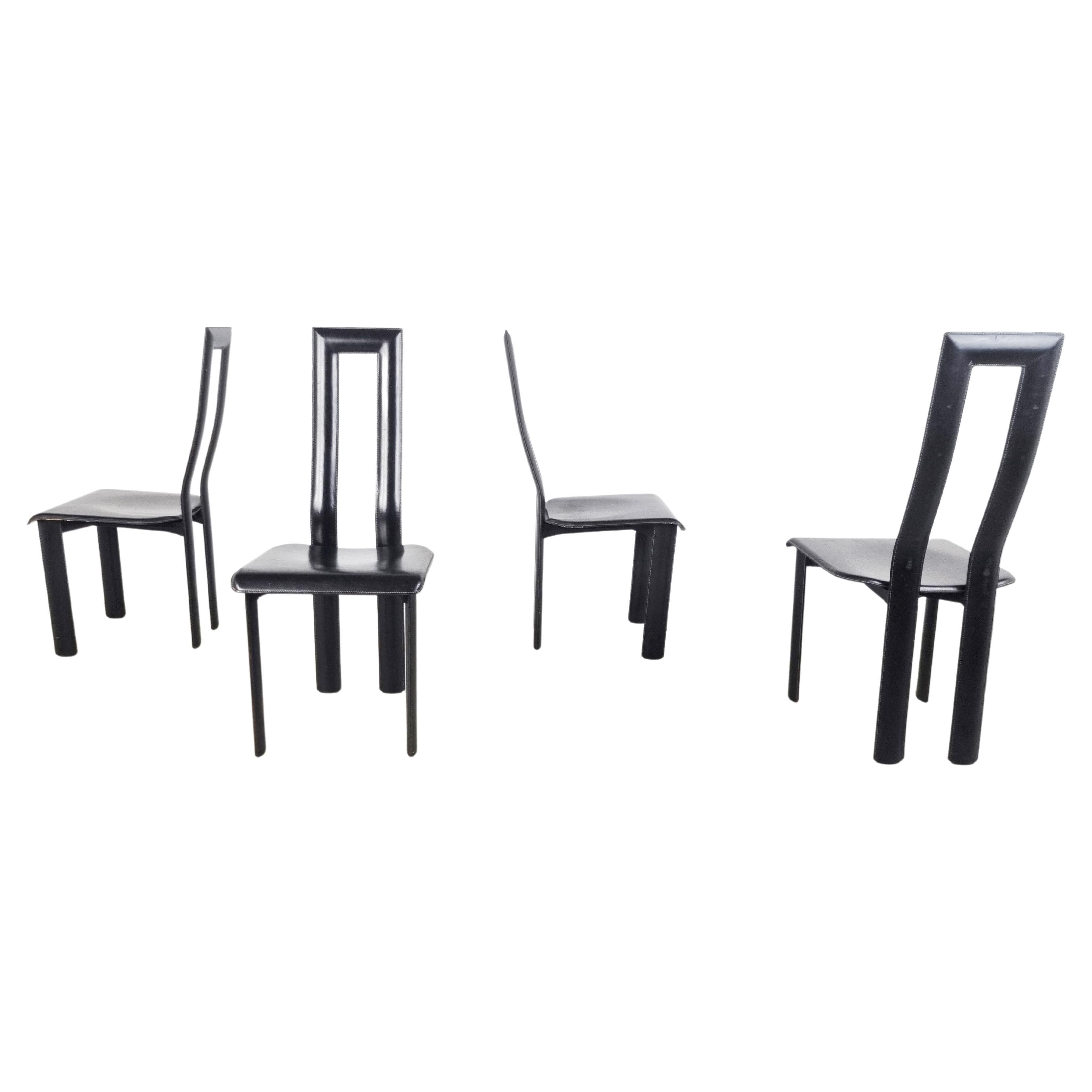 Italian Model Regia Dining Chairs by Antonello Mosca for Ycami, 1980s, Set of 4