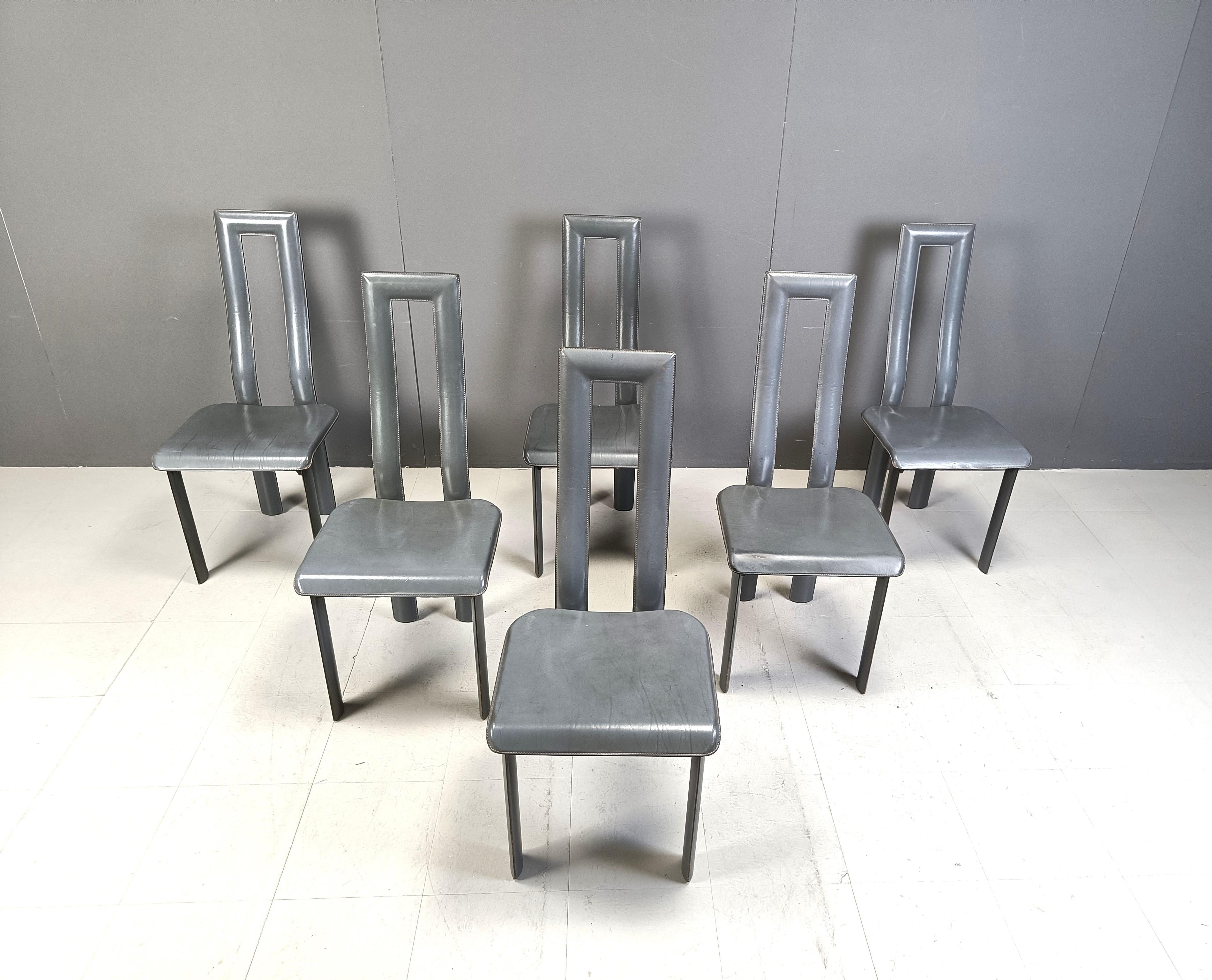 Post-Modern Italian Model Regia Dining Chairs by Antonello Mosca for Ycami, 1980s, Set of 6 For Sale