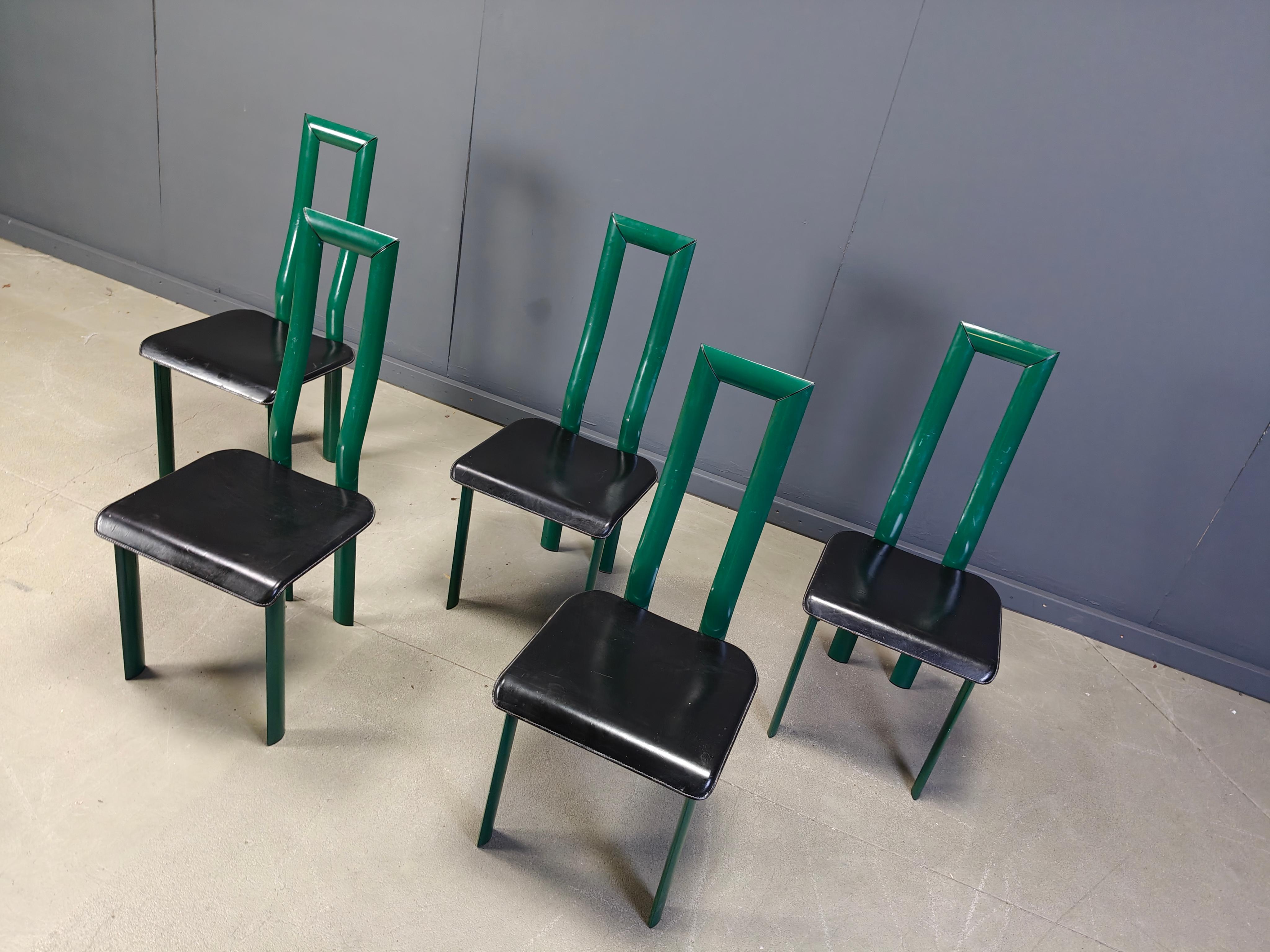 Italienische Regia-Esszimmerstühle, Modell, von Antonello Mosca für Ycami, 1980er Jahre, 6er-Set (Postmoderne) im Angebot