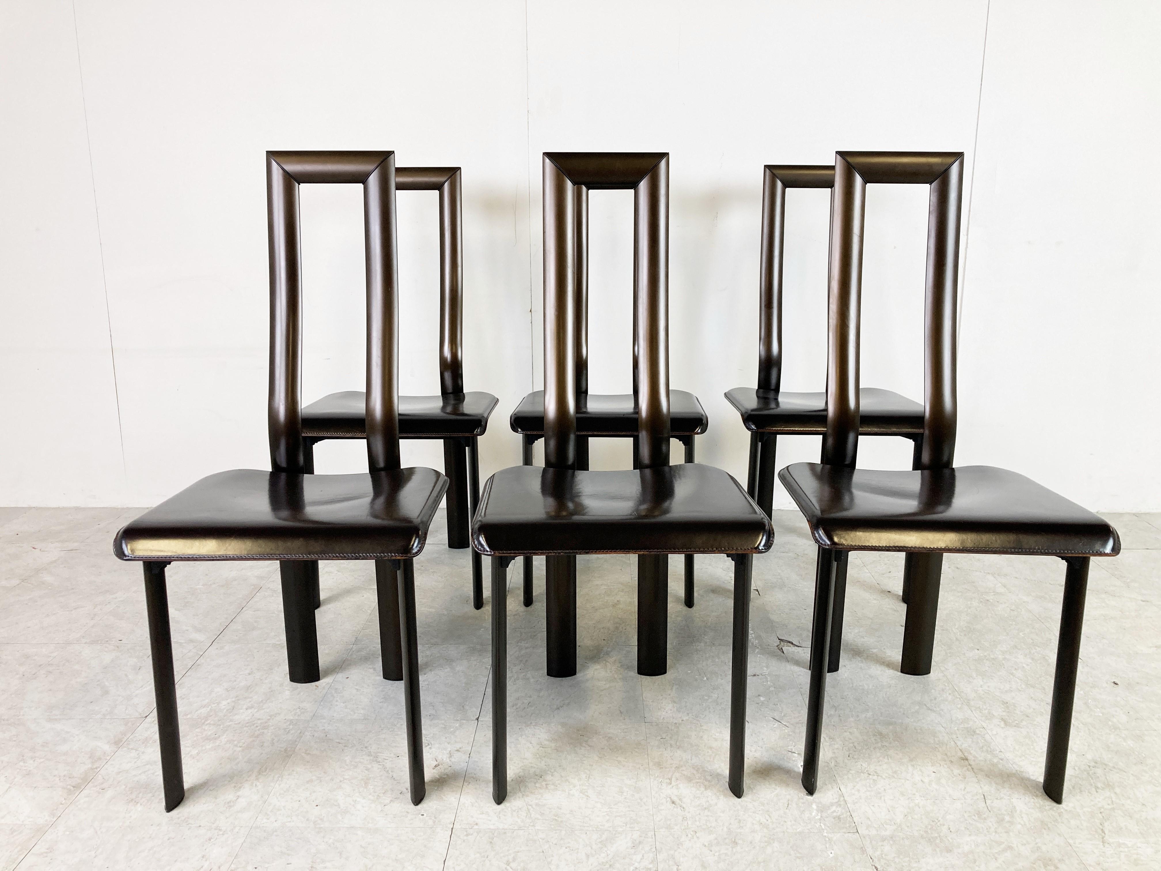 Post-Modern Italian Model Regia Dining Chairs by Antonello Mosca for Ycami, 1980s, Set of 6
