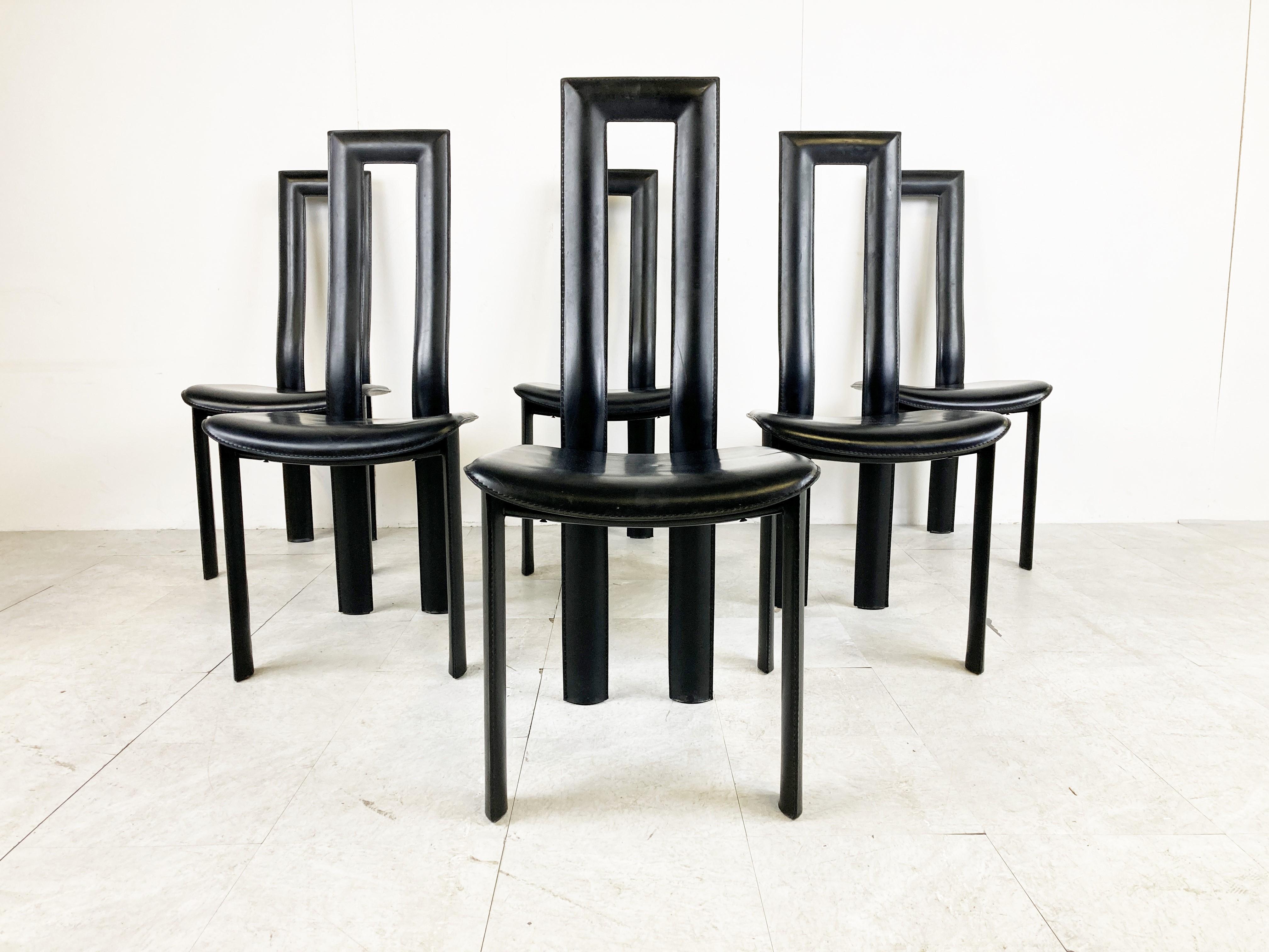 Italian Model Regia Dining Chairs by Antonello Mosca for Ycami, 1980s, Set of 6 In Good Condition In Leuven, Vlaams Gewest