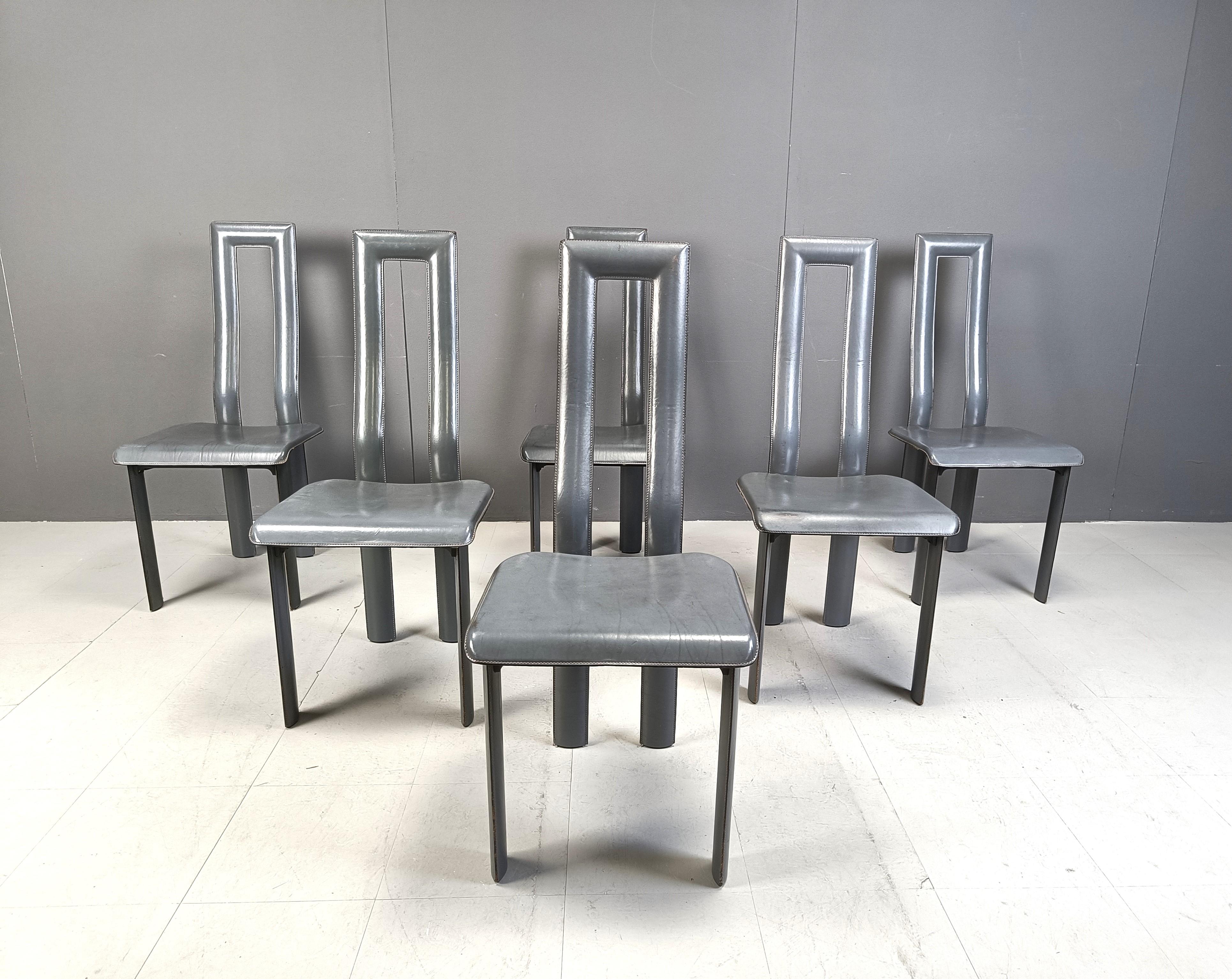 Italian Model Regia Dining Chairs by Antonello Mosca for Ycami, 1980s, Set of 6 In Good Condition For Sale In Leuven, Vlaams Gewest