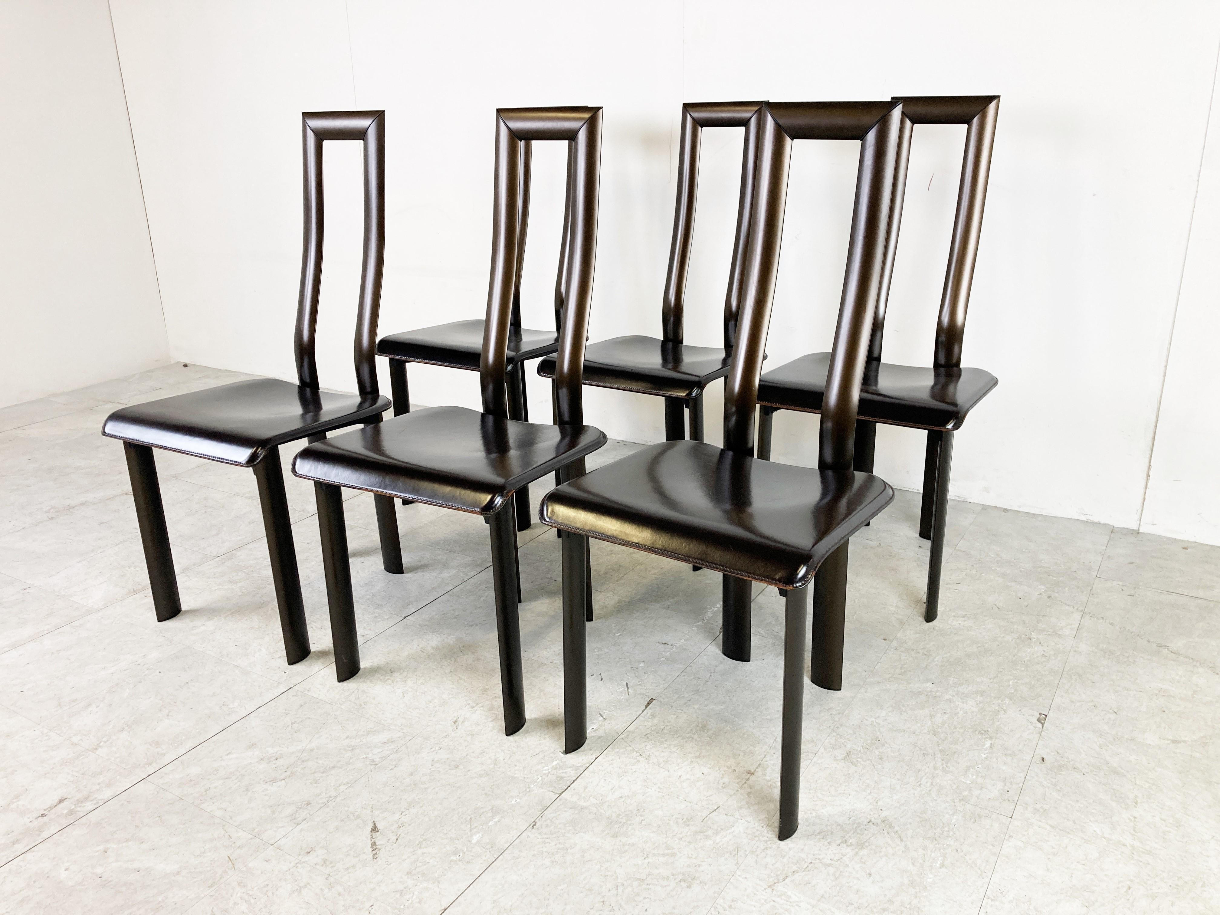 Italian Model Regia Dining Chairs by Antonello Mosca for Ycami, 1980s, Set of 6 In Good Condition In HEVERLEE, BE