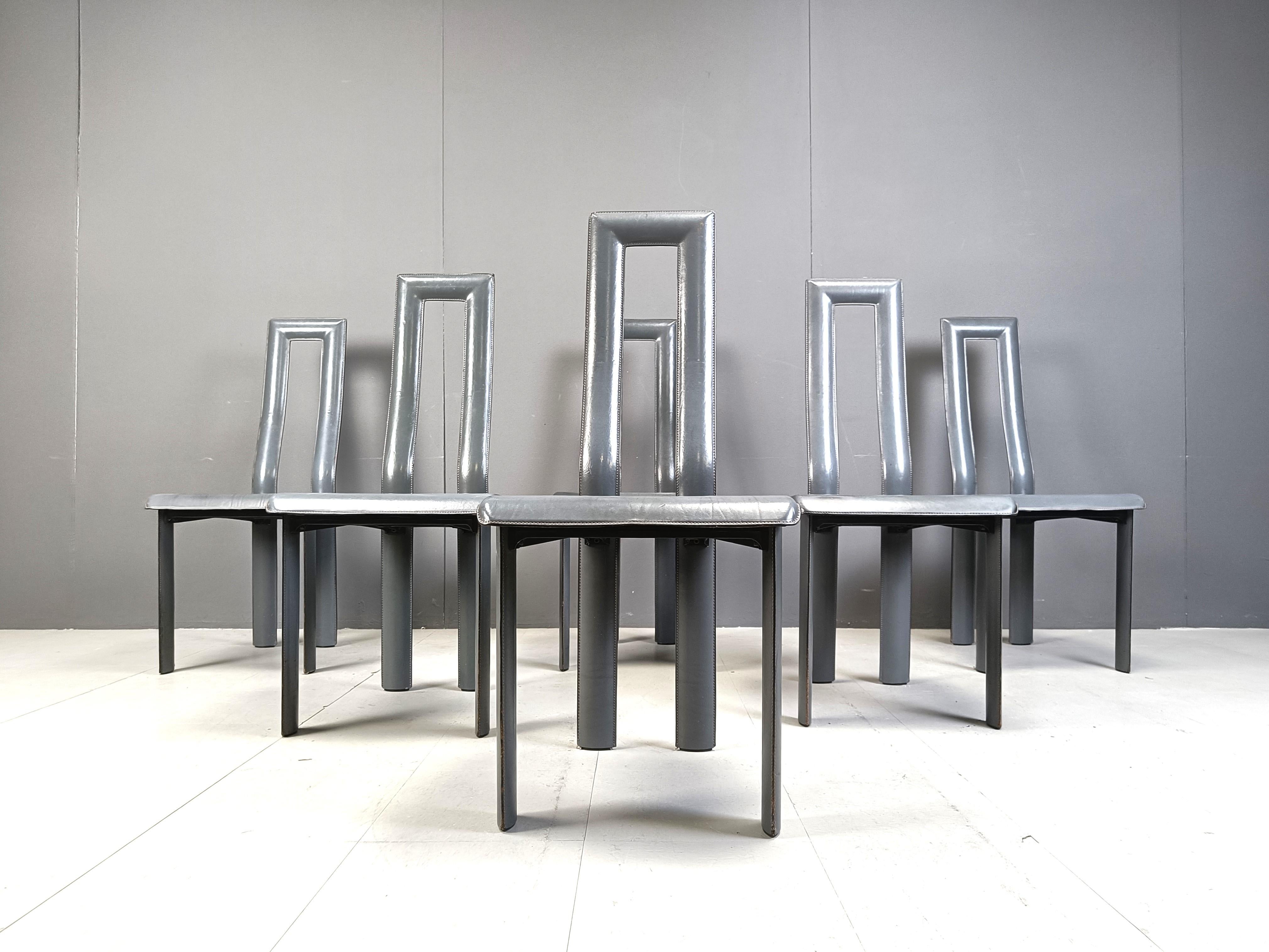 Late 20th Century Italian Model Regia Dining Chairs by Antonello Mosca for Ycami, 1980s, Set of 6 For Sale