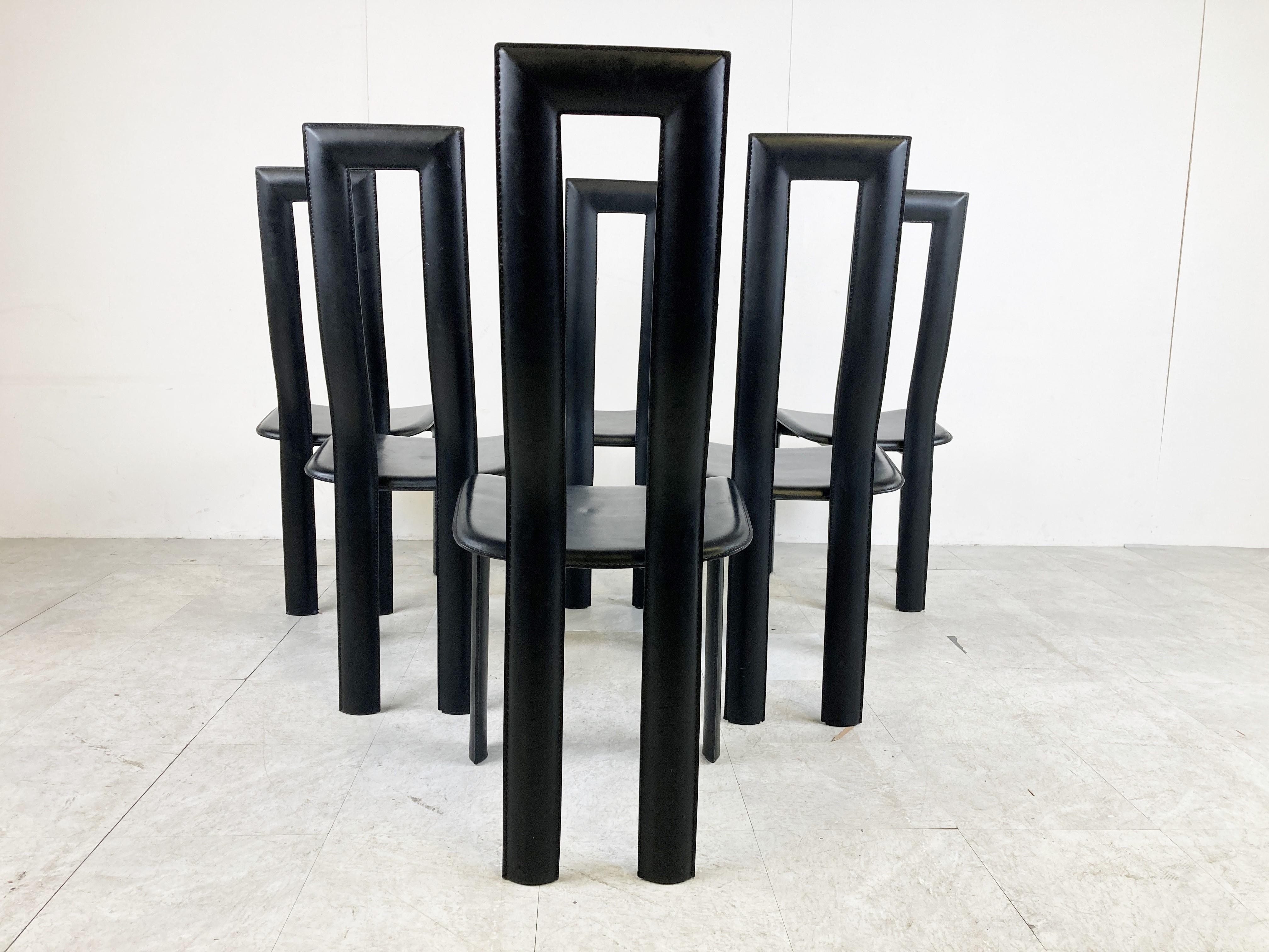 Metal Italian Model Regia Dining Chairs by Antonello Mosca for Ycami, 1980s, Set of 6