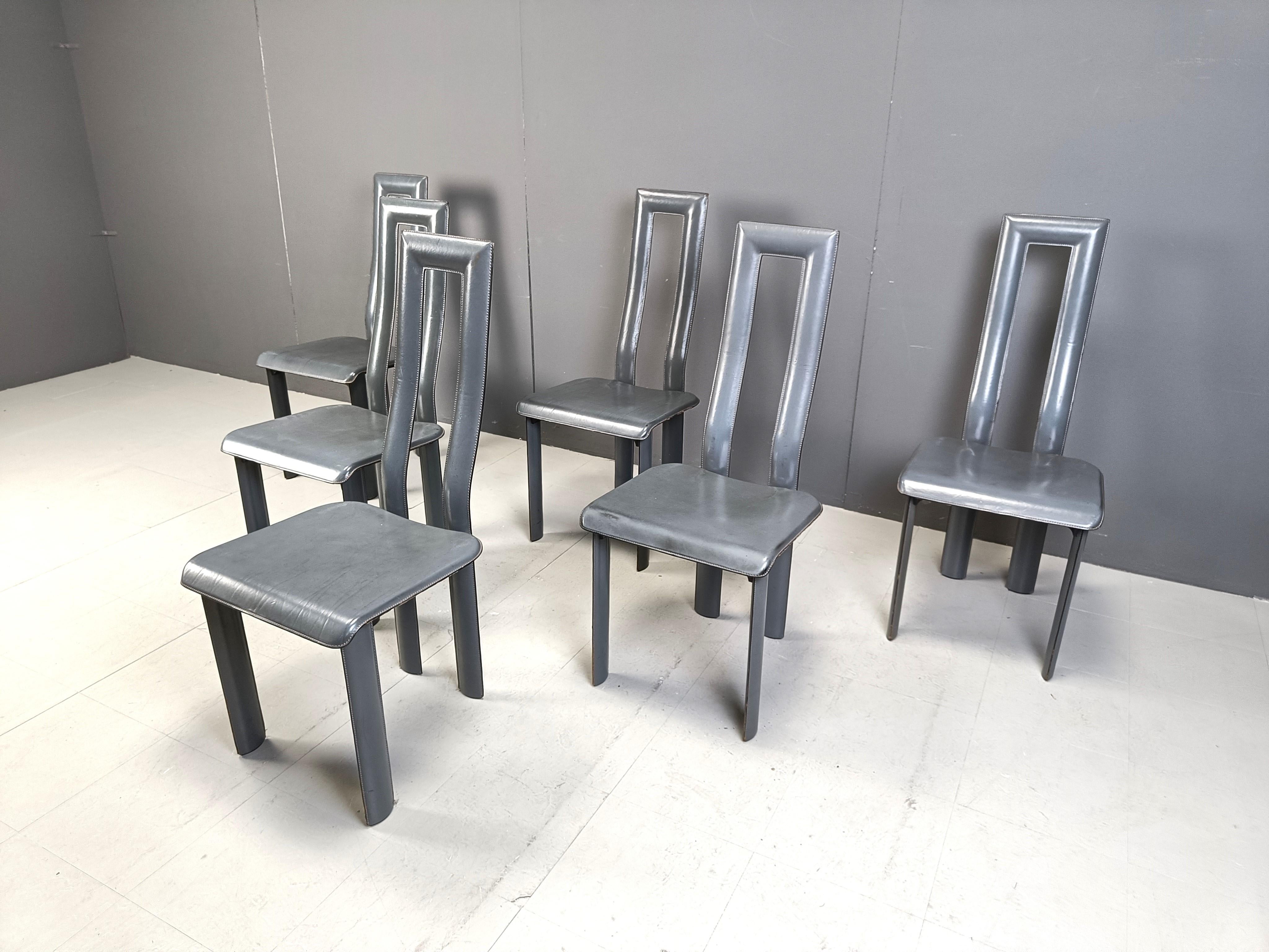 Metal Italian Model Regia Dining Chairs by Antonello Mosca for Ycami, 1980s, Set of 6 For Sale