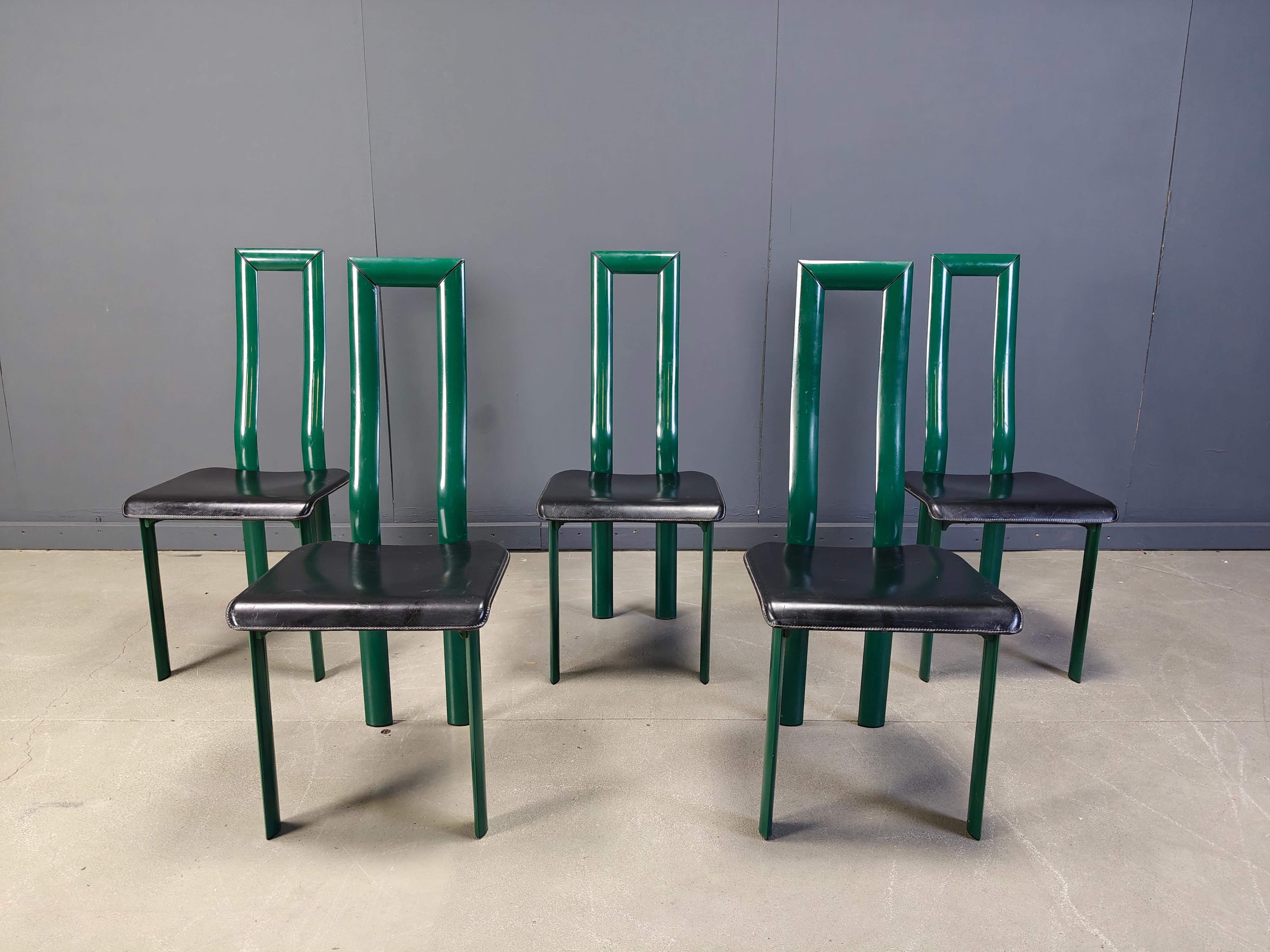 Italienische Regia-Esszimmerstühle, Modell, von Antonello Mosca für Ycami, 1980er Jahre, 6er-Set (Metall) im Angebot