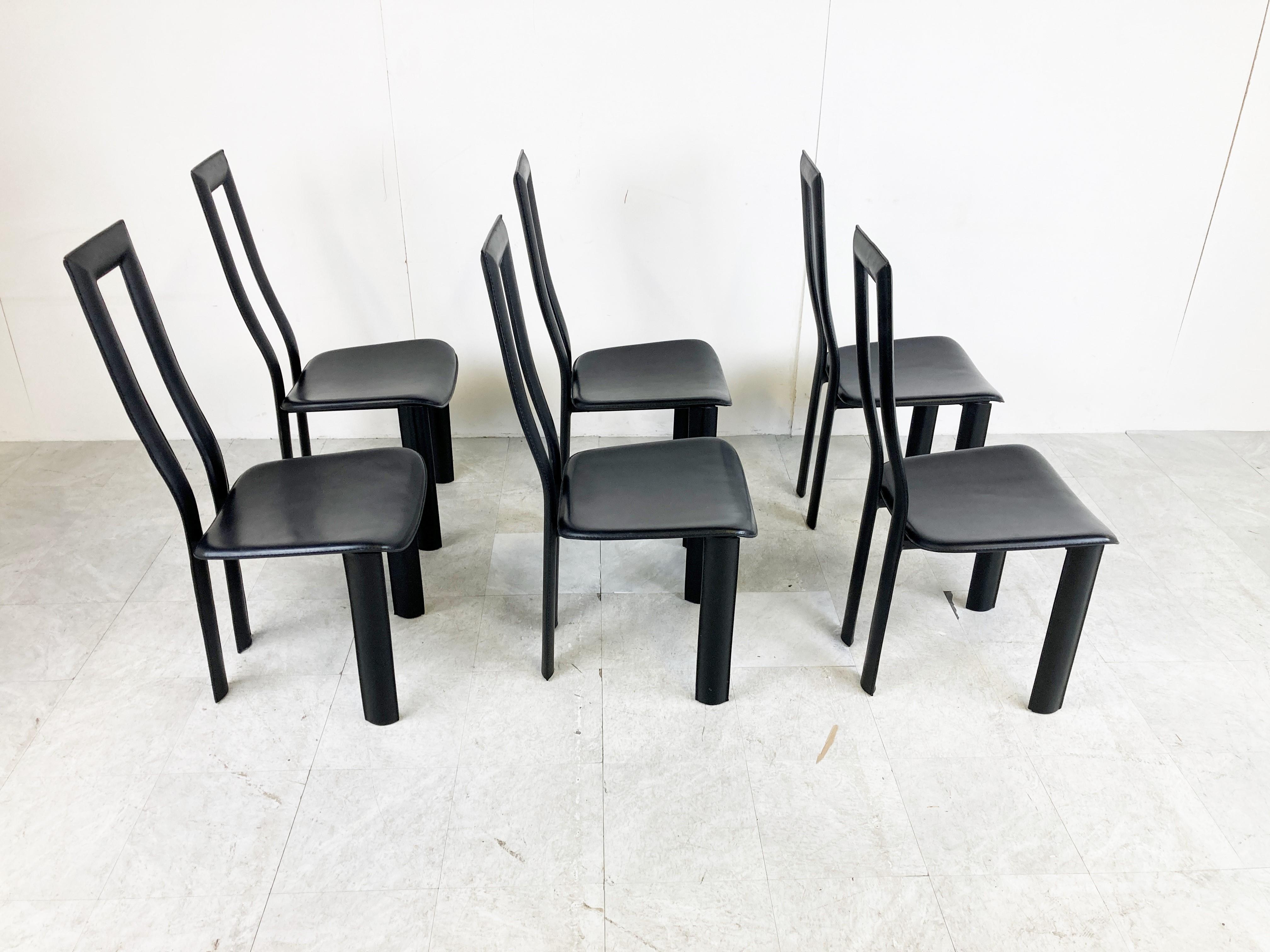 Italian Model Regia Dining Chairs by Antonello Mosca for Ycami, 1980s, Set of 6 1