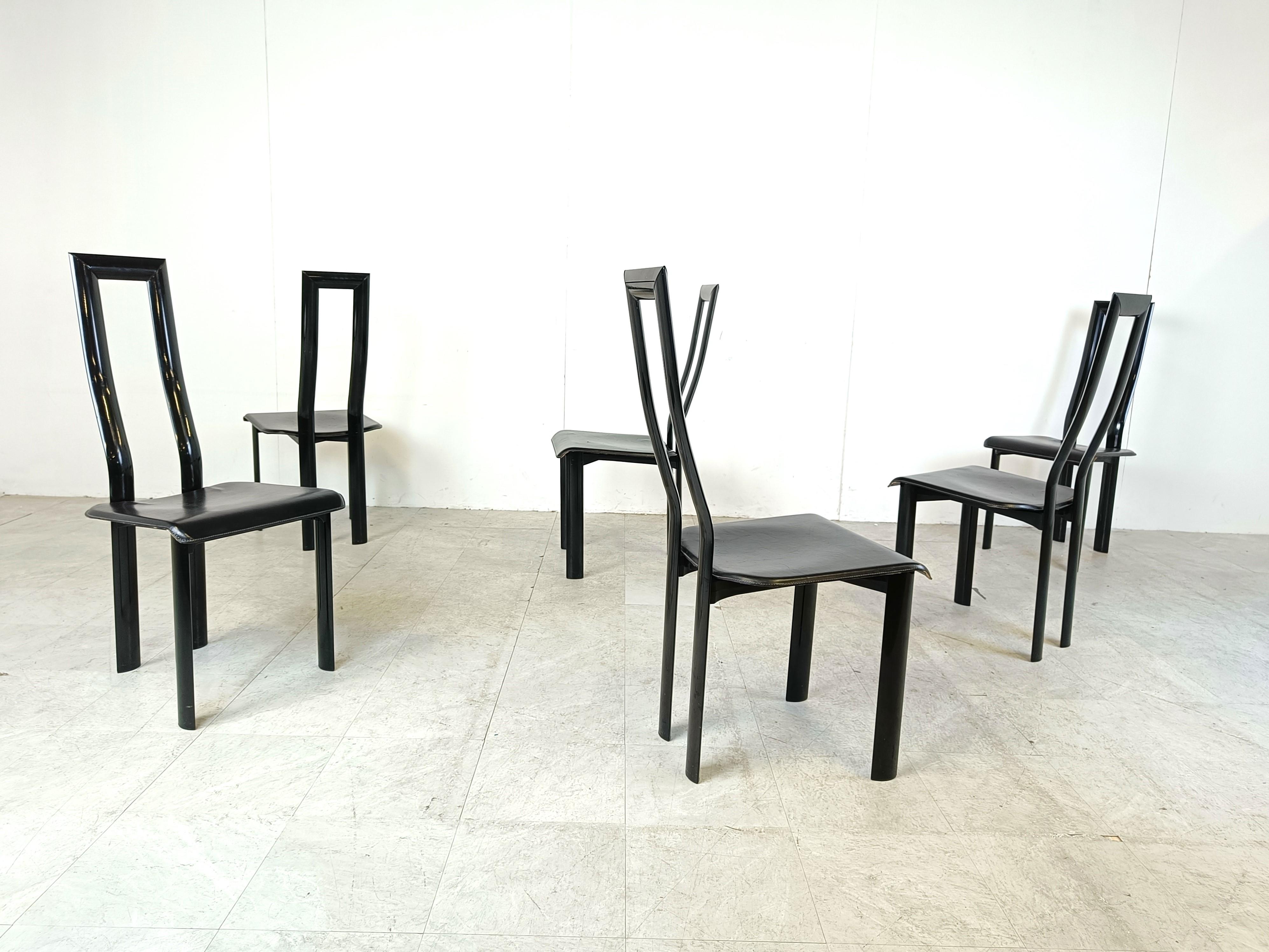 Italian Model Regia Dining Chairs by Antonello Mosca for Ycami, 1980s, Set of 6 For Sale 1