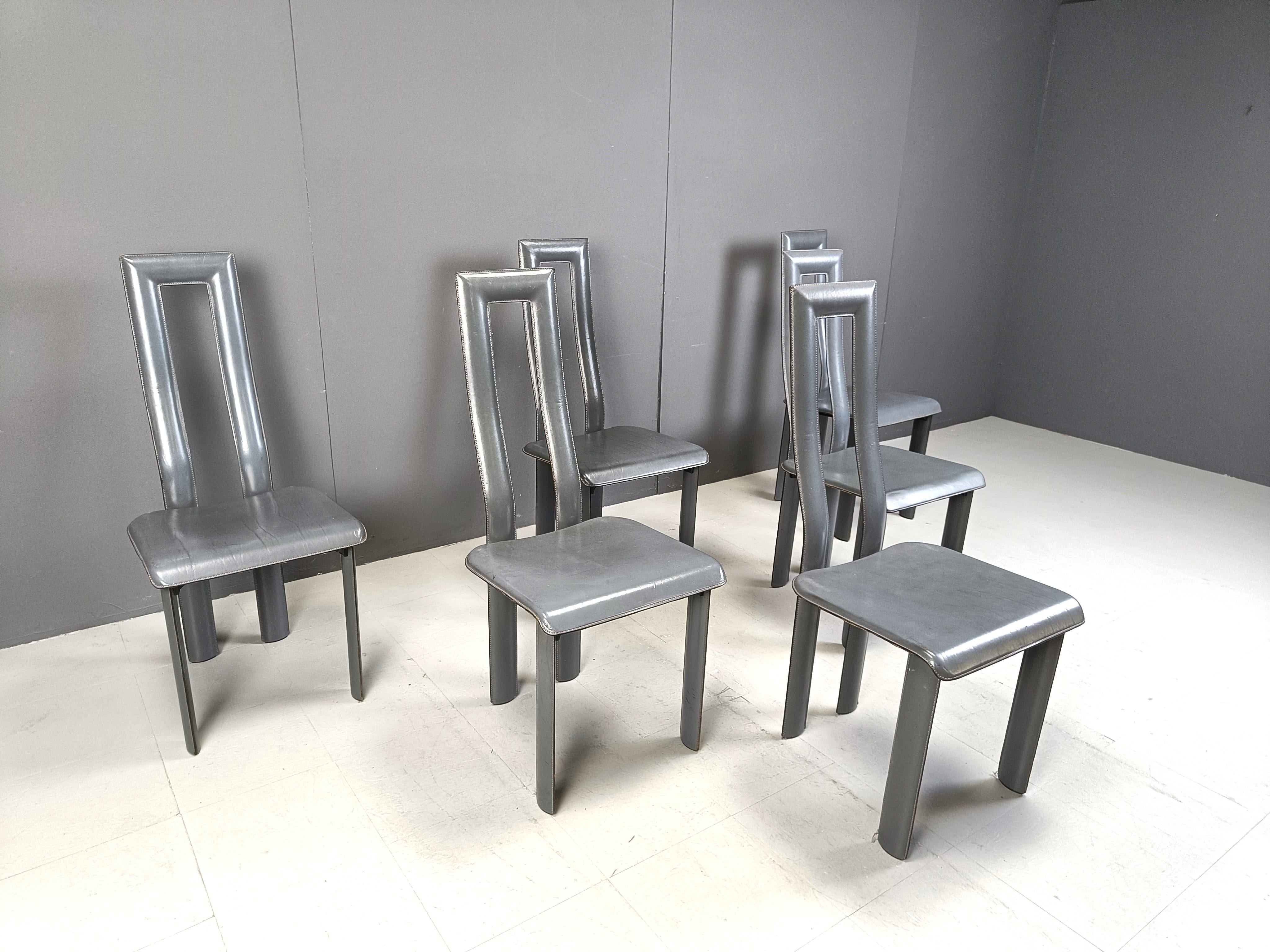 Italian Model Regia Dining Chairs by Antonello Mosca for Ycami, 1980s, Set of 6 For Sale 1