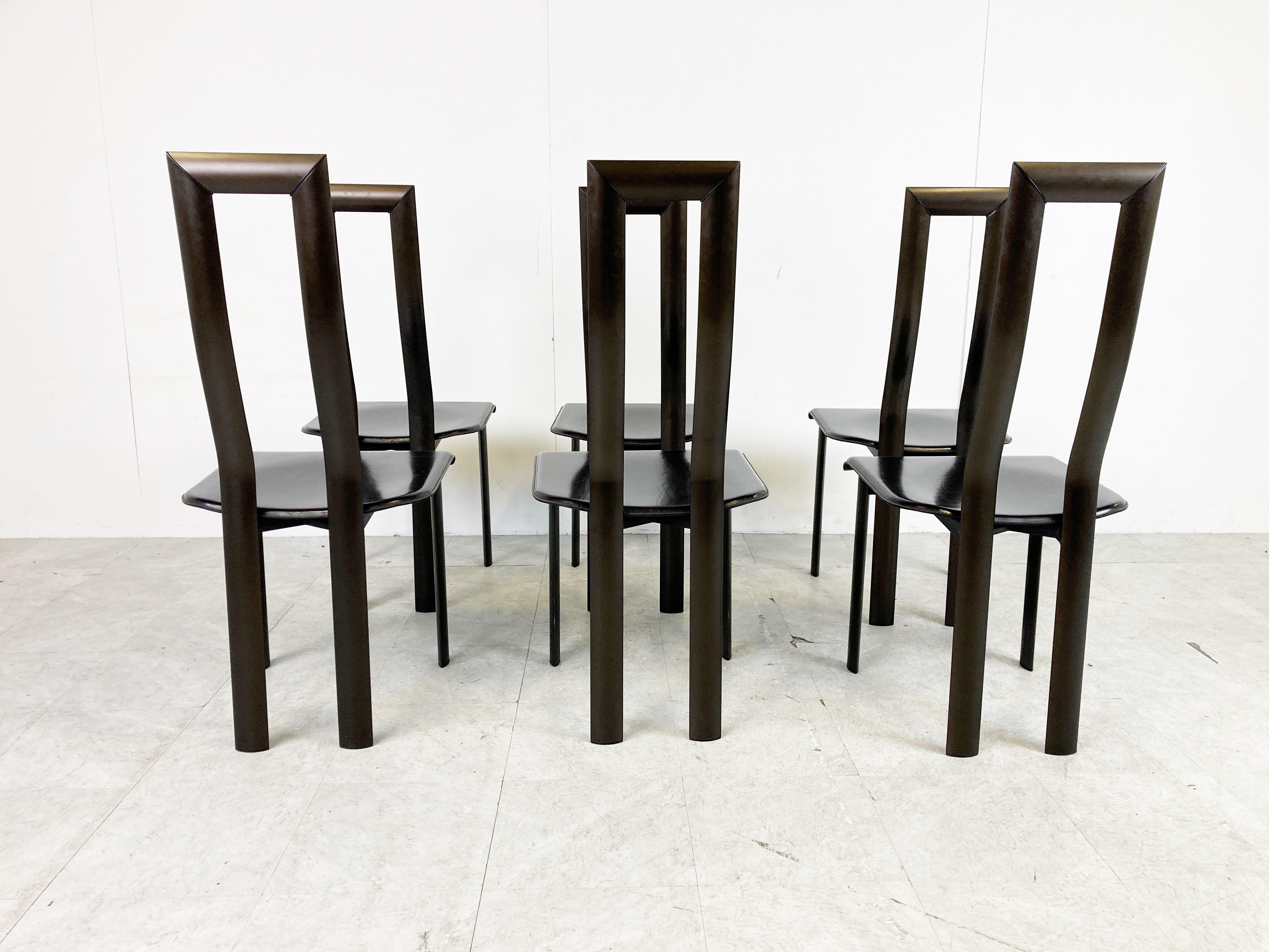Italian Model Regia Dining Chairs by Antonello Mosca for Ycami, 1980s, Set of 6 1