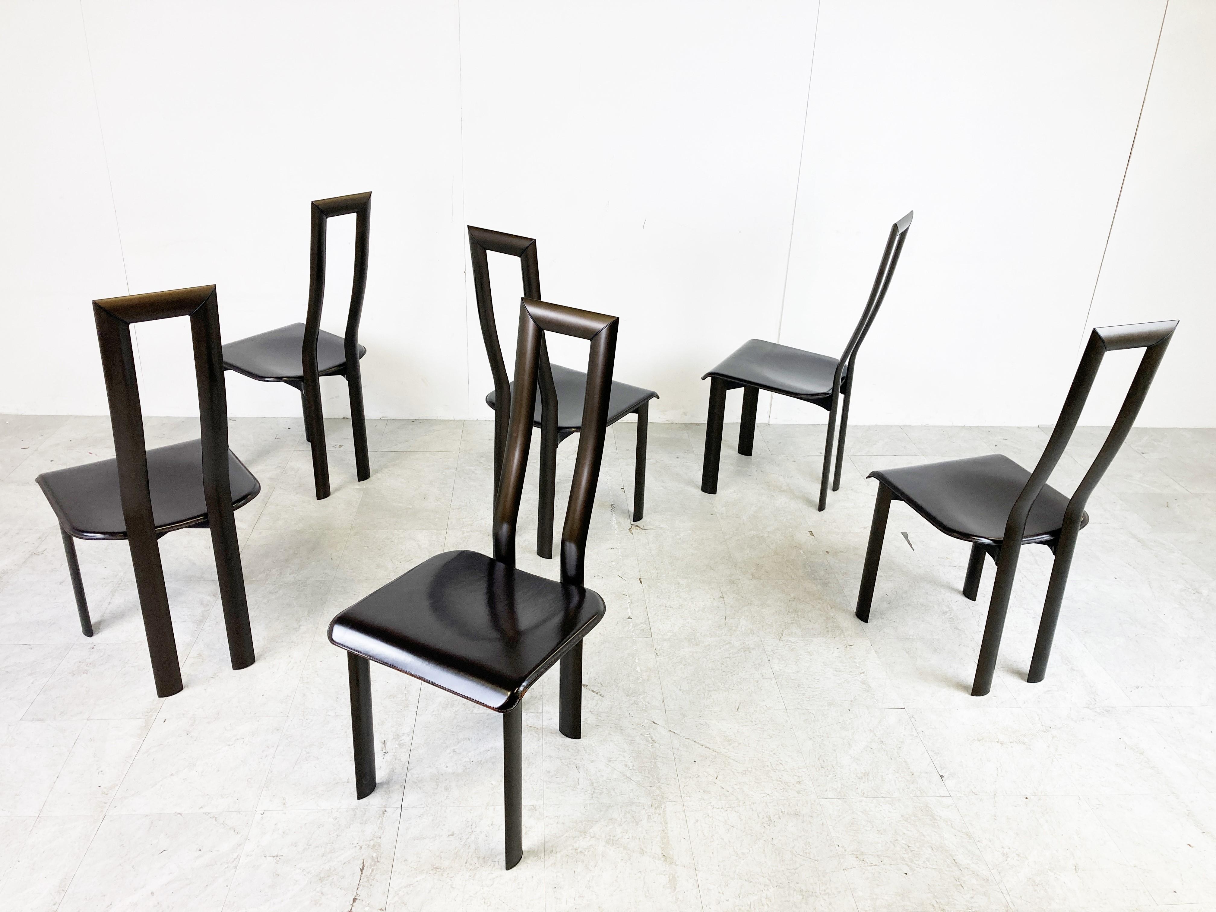 Italian Model Regia Dining Chairs by Antonello Mosca for Ycami, 1980s, Set of 6 2