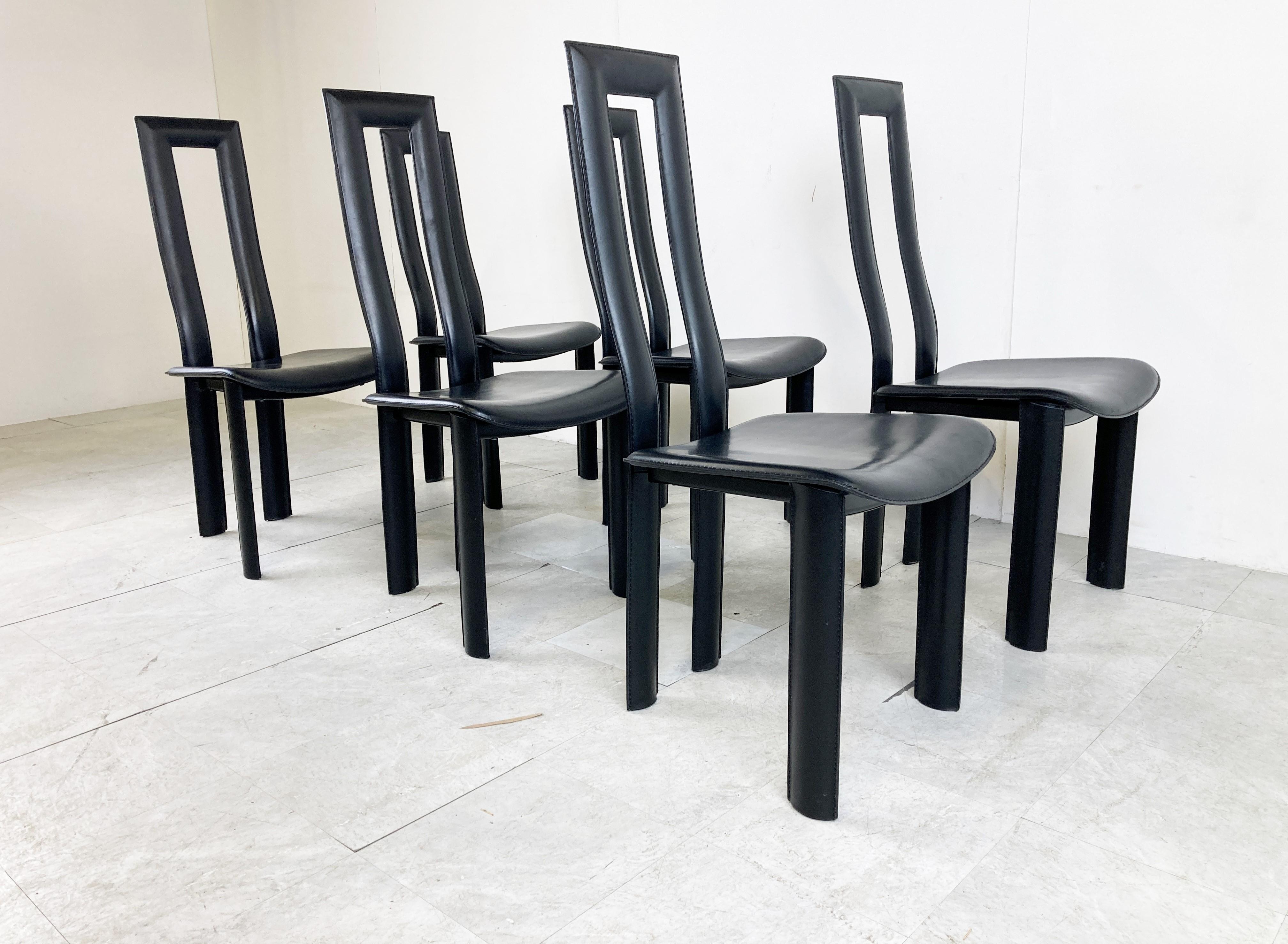 Italian Model Regia Dining Chairs by Antonello Mosca for Ycami, 1980s, Set of 6 3