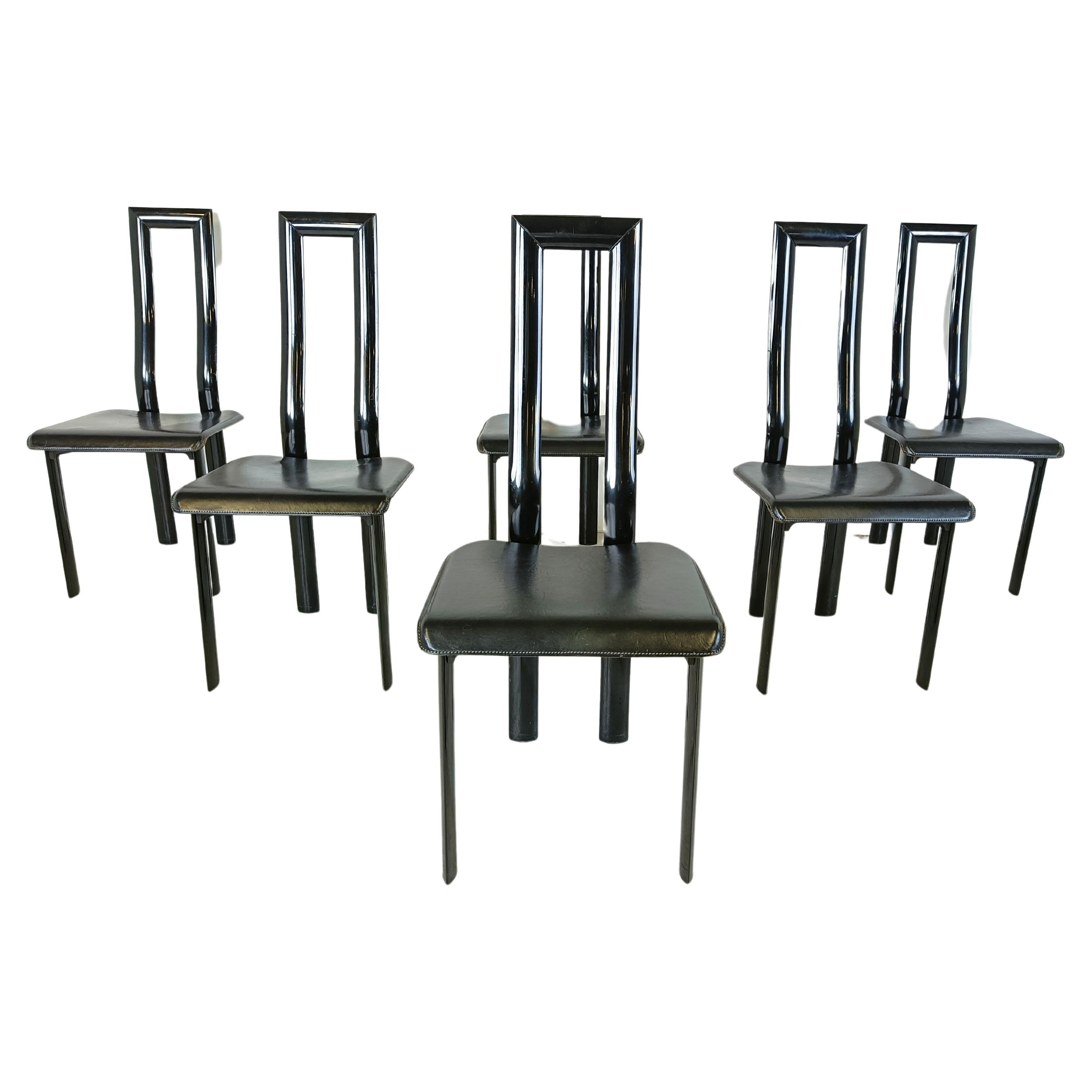Italian Model Regia Dining Chairs by Antonello Mosca for Ycami, 1980s, Set of 6 For Sale