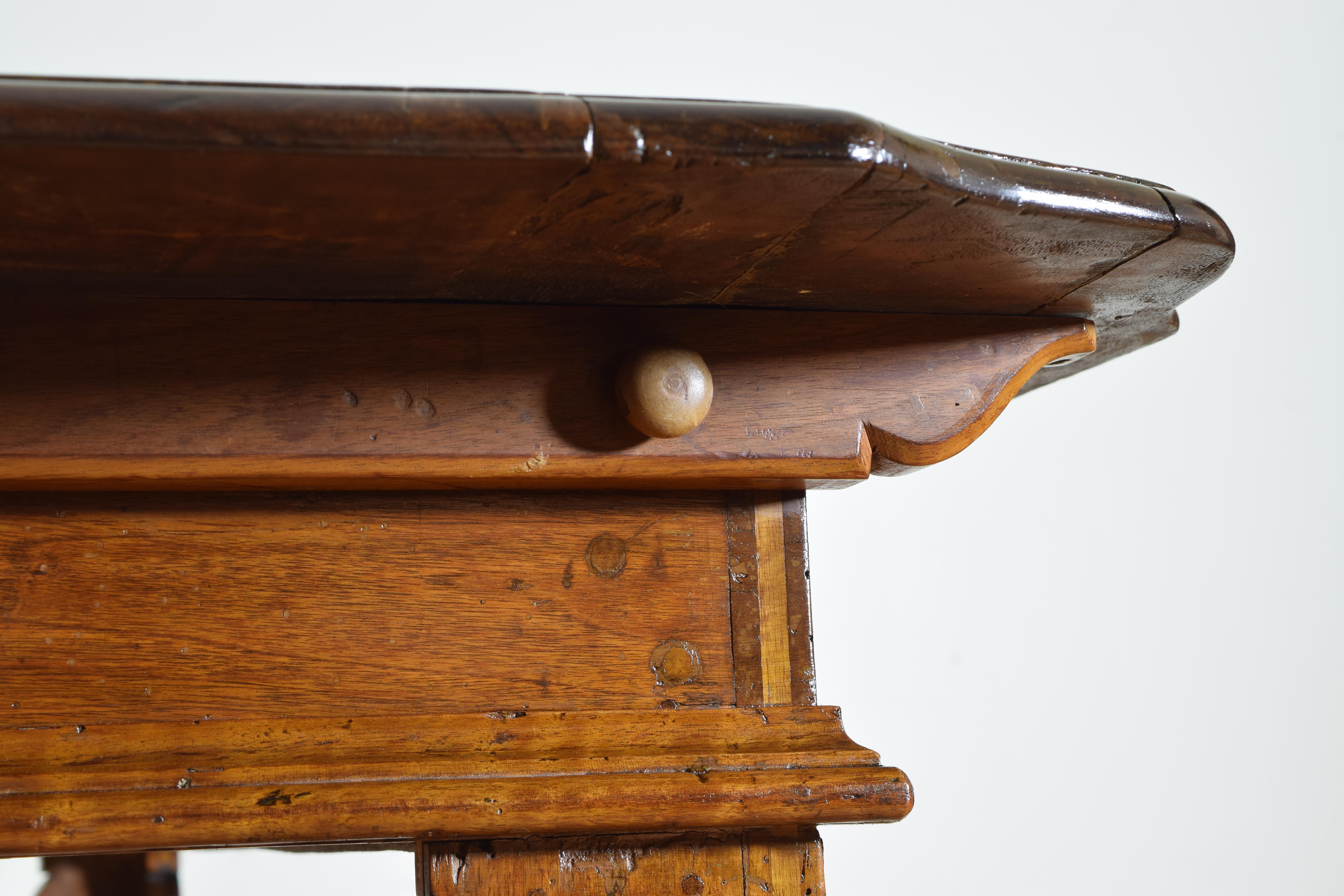 Italian, Modenese, Louis XIV Period Walnut 1-Drawer Table, Early 18th Century 7