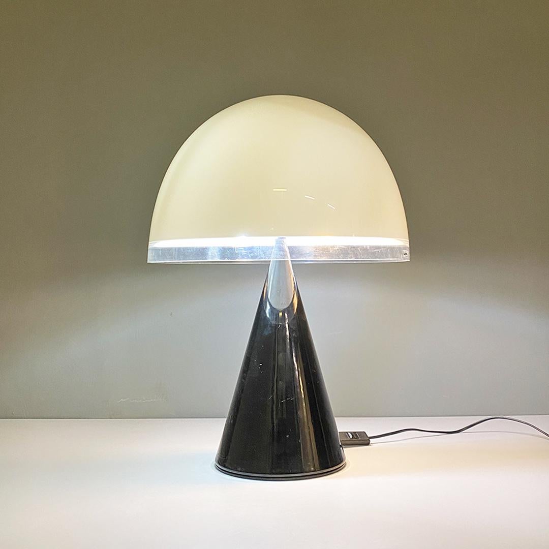 Modern Italian Moder Black Metal and White Plastic Baobab Table Lamp by Iguzzini, 1970s