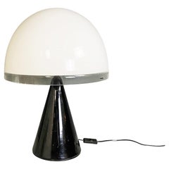 Vintage Italian Moder Black Metal and White Plastic Baobab Table Lamp by Iguzzini, 1970s