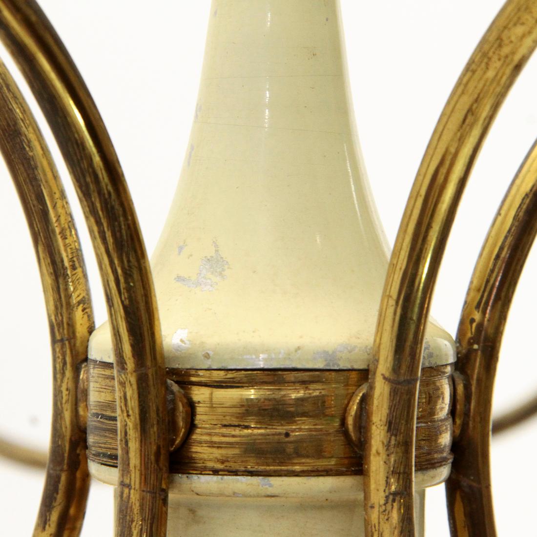 Metal Italian Modern 14 Lights Brass Chandelier, 1950s For Sale