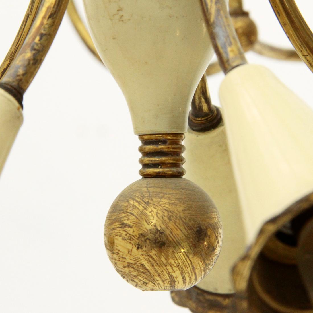 Italian Modern 14 Lights Brass Chandelier, 1950s For Sale 1