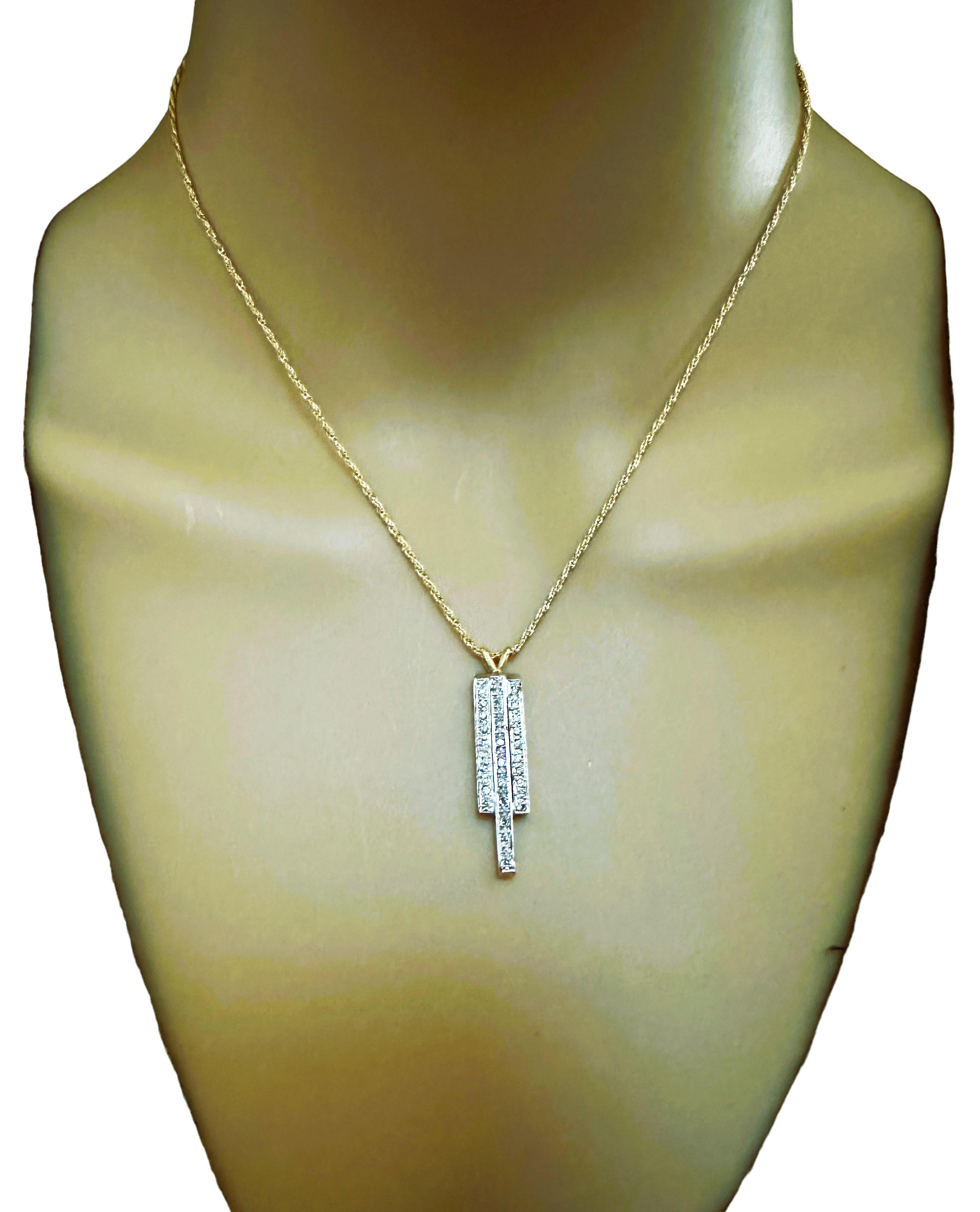 Italian Modern 14k Two Tone Gold 1.25 ct Diamond Necklace with Appraisal For Sale 4