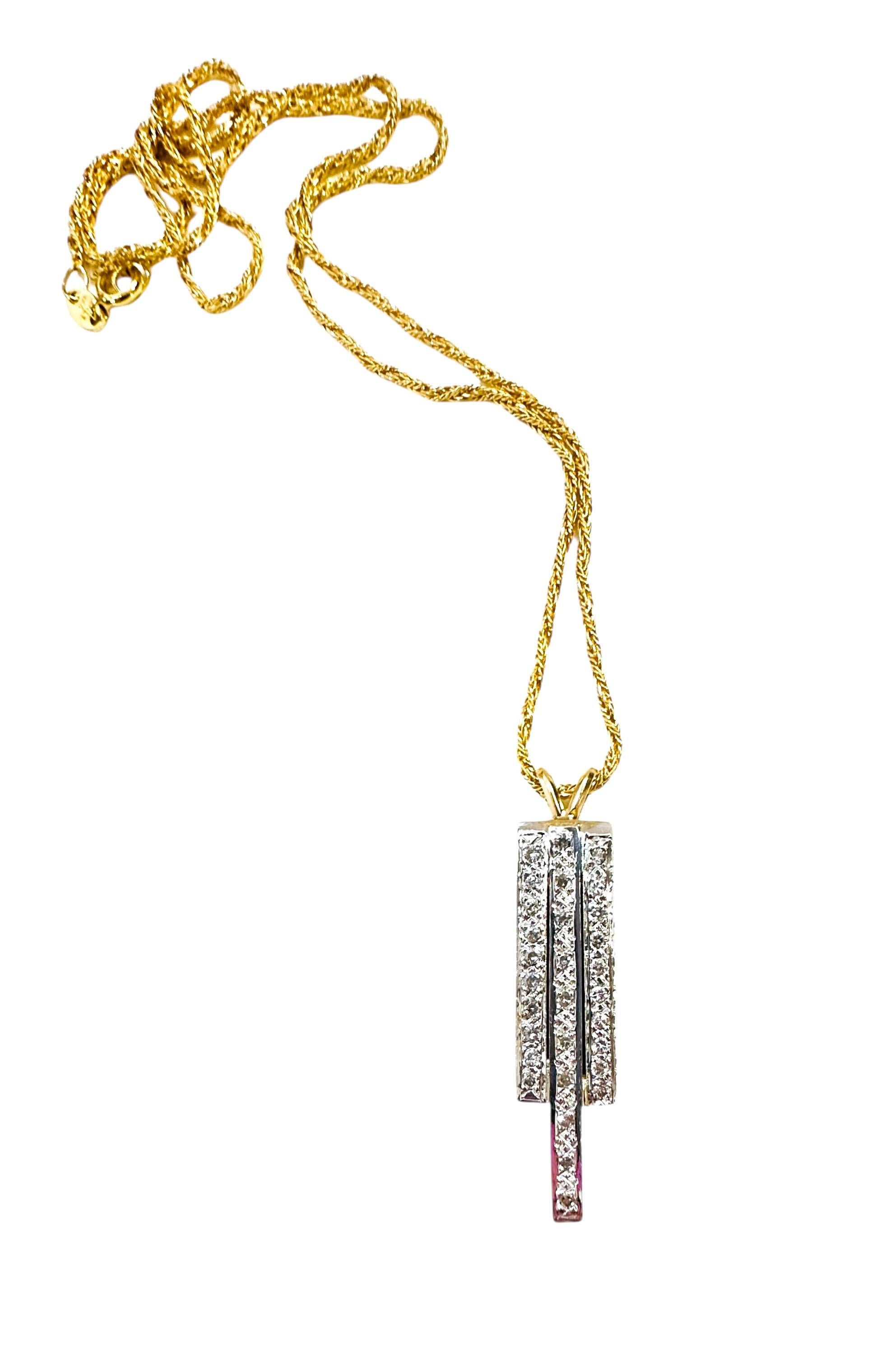 Italienische moderne italienische moderne 14k zweifarbige Goldhalskette mit 1,25 Karat Diamanten mit Bewertung 5