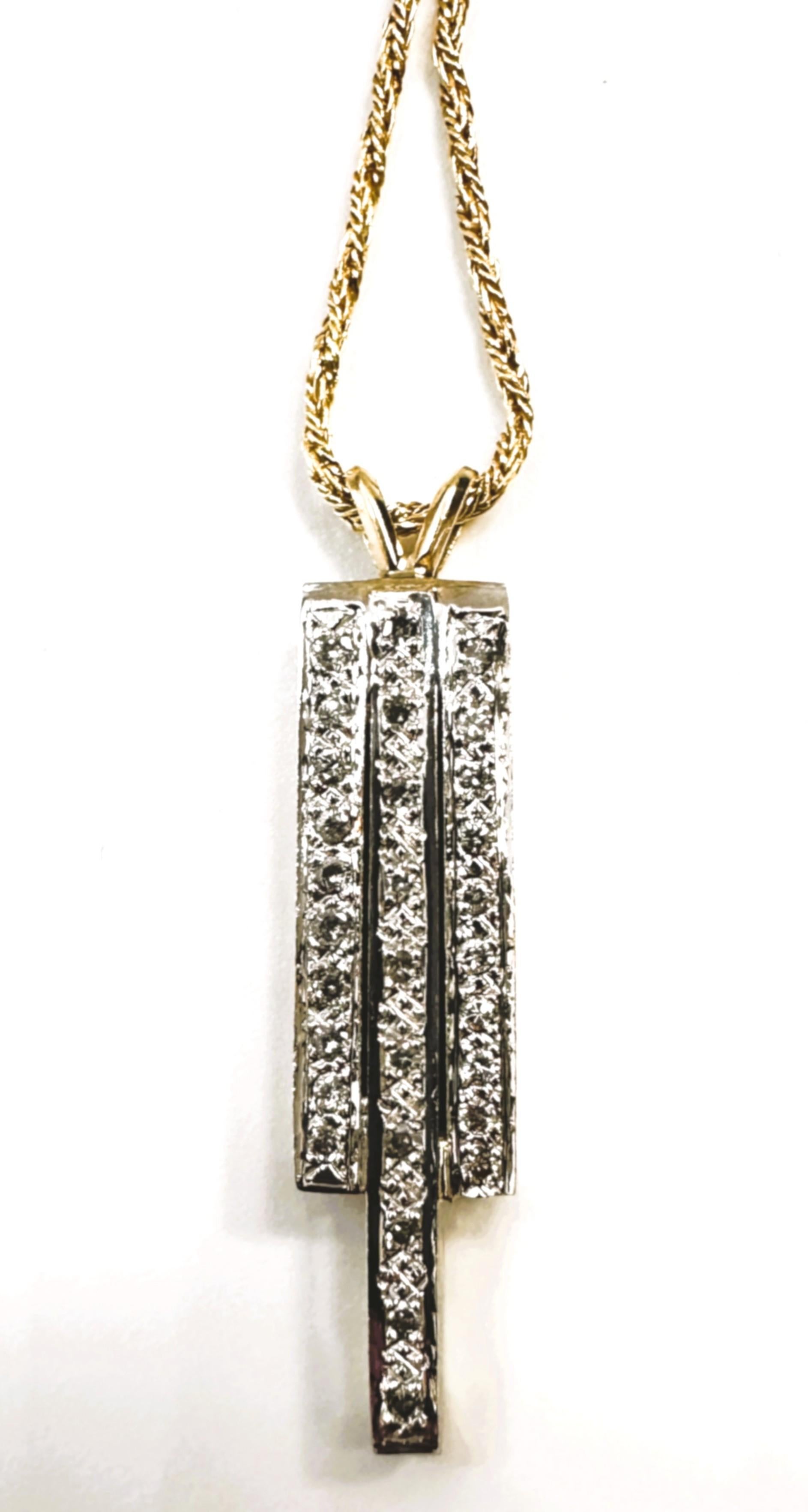 Italienische moderne italienische moderne 14k zweifarbige Goldhalskette mit 1,25 Karat Diamanten mit Bewertung 6
