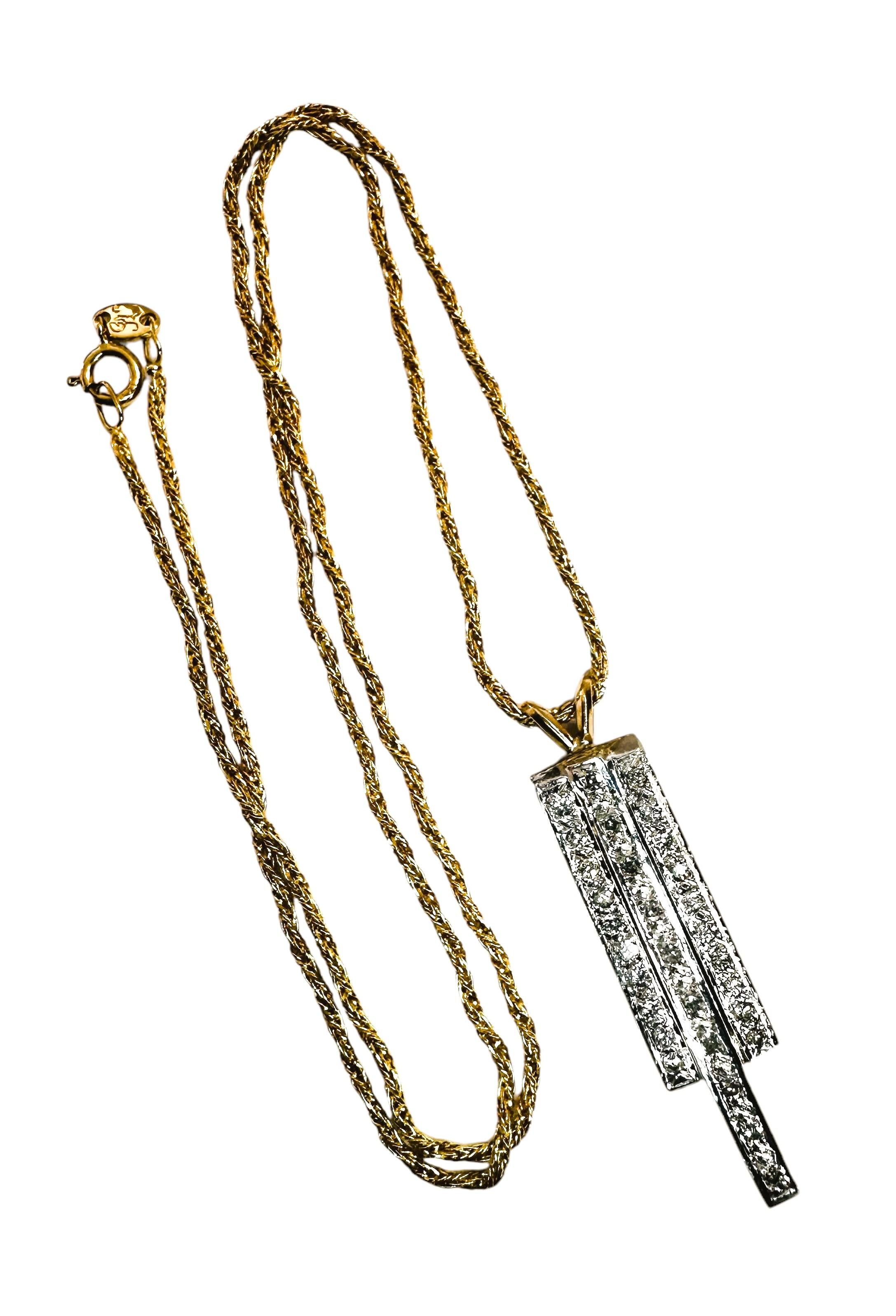 Italienische moderne italienische moderne 14k zweifarbige Goldhalskette mit 1,25 Karat Diamanten mit Bewertung 7