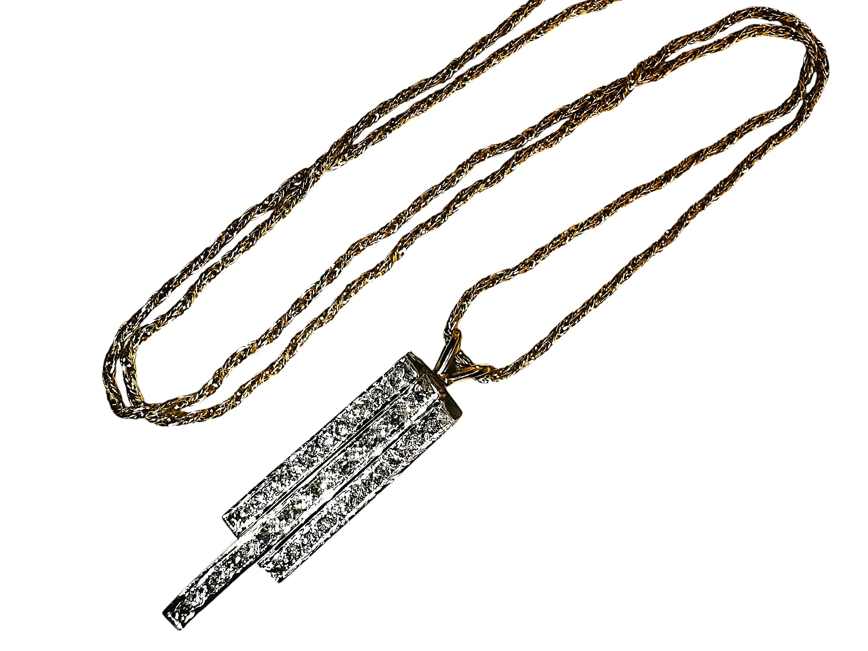 Italienische moderne italienische moderne 14k zweifarbige Goldhalskette mit 1,25 Karat Diamanten mit Bewertung 8