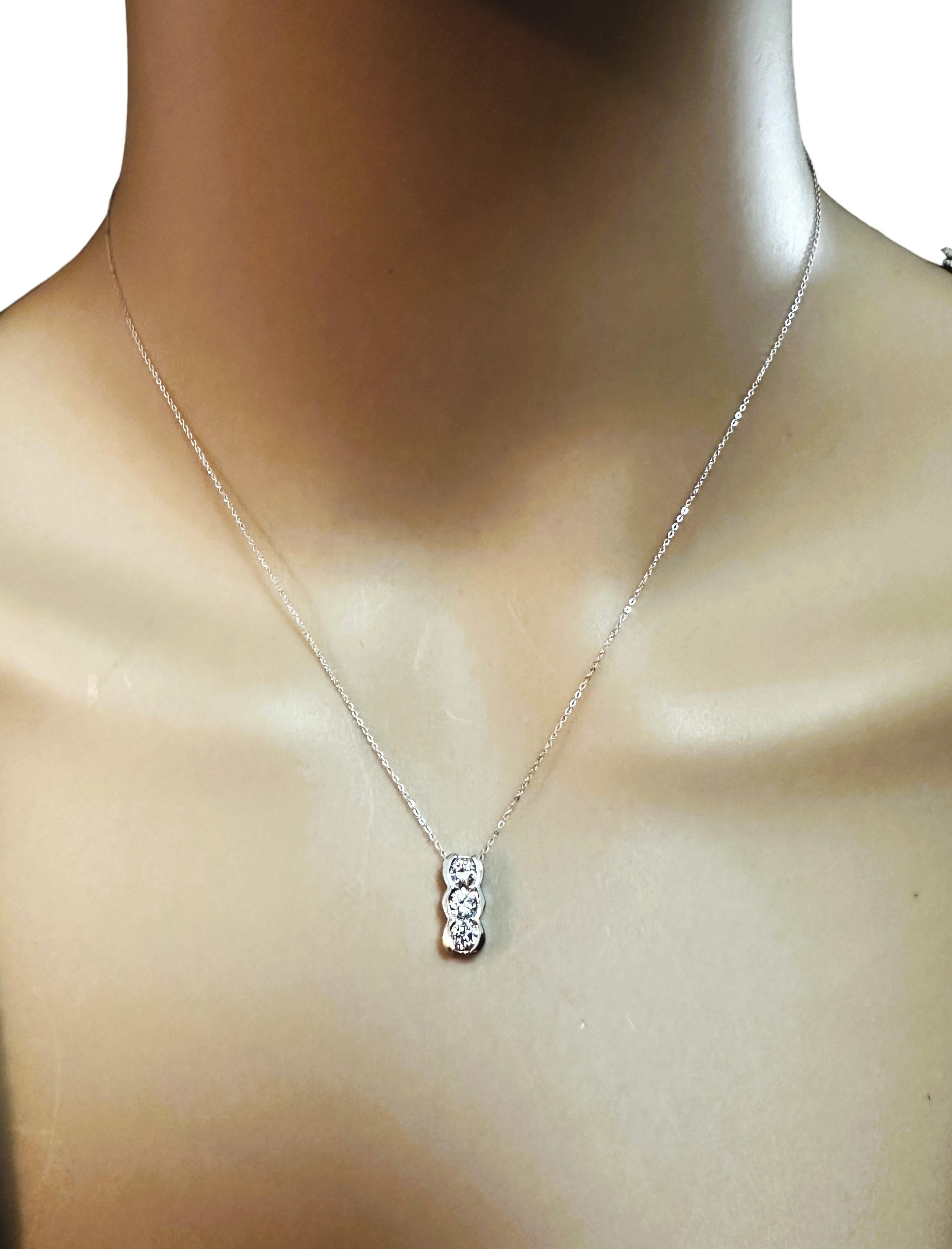 Italian Modern 14k White Gold 3-Stone .5 Carat Diamond Necklace with Appraisal