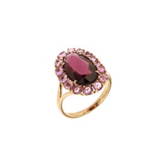 Italian Modern 18k Rhodolite Pink Sapphire Rose Gold Ring for Her
