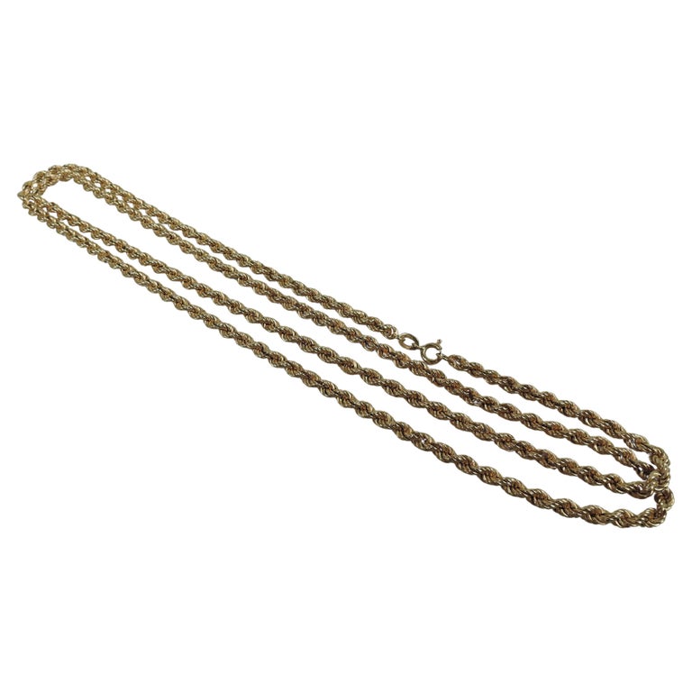 Italian Inch Long Rope Chain Italian Modern 18k Yellow Gold 33-Inch Rope Chain For Sale at 1stDibs