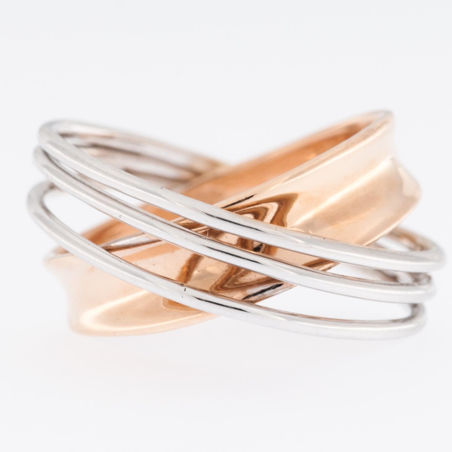Italienischer moderner Ring aus 18kt Weiß- und Roségold im Zustand „Gut“ im Angebot in Esch sur Alzette, Esch-sur-Alzette