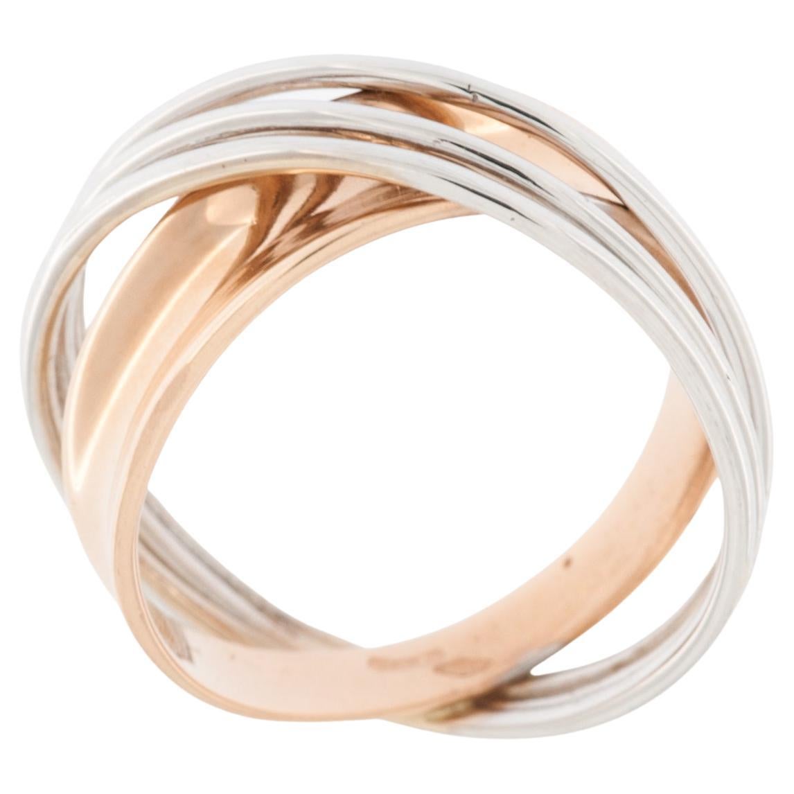 Italian Modern 18kt White and Rose Gold Ring For Sale