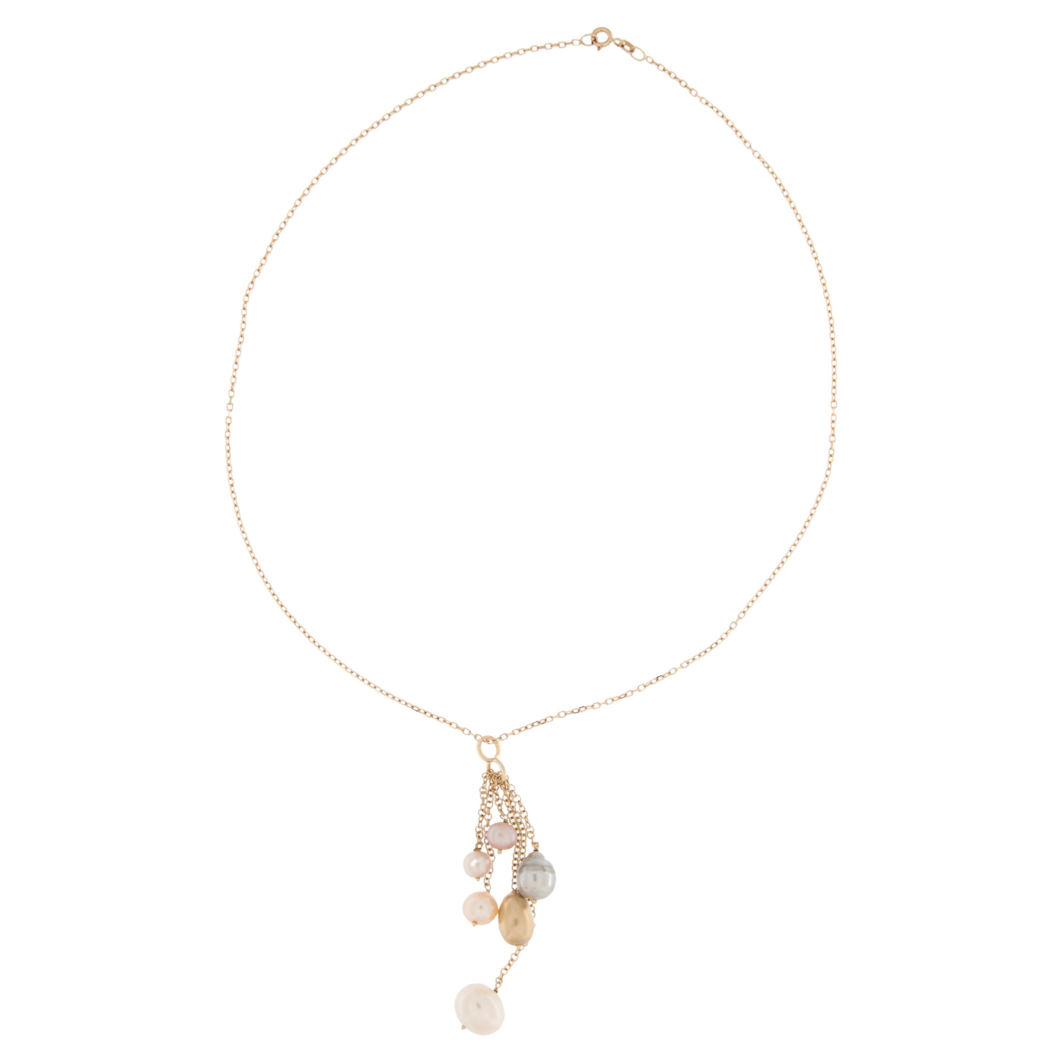 Italian Modern 18kt Yellow Gold Necklace with Pearls For Sale