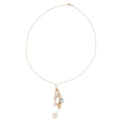 Italian Modern 18kt Yellow Gold Necklace with Pearls