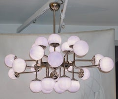Italian 24-Light Lavender Periwinkle Murano Glass Modern Nickel Chandelier
