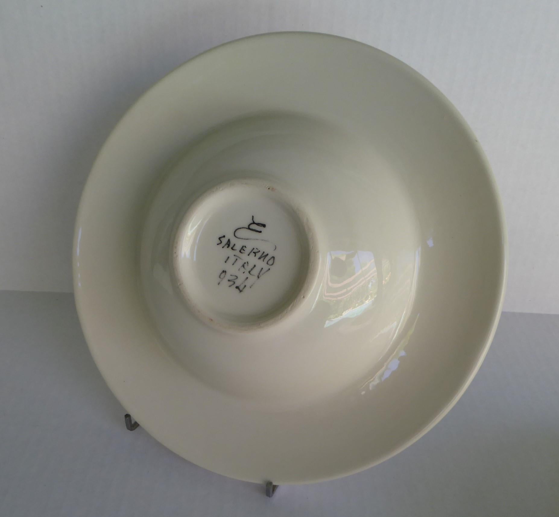 Moderne Italien 3 Ernestine Ceramiche Bols de service Salerno:: Italie:: 1950s Excellent état - En vente à Miami, FL