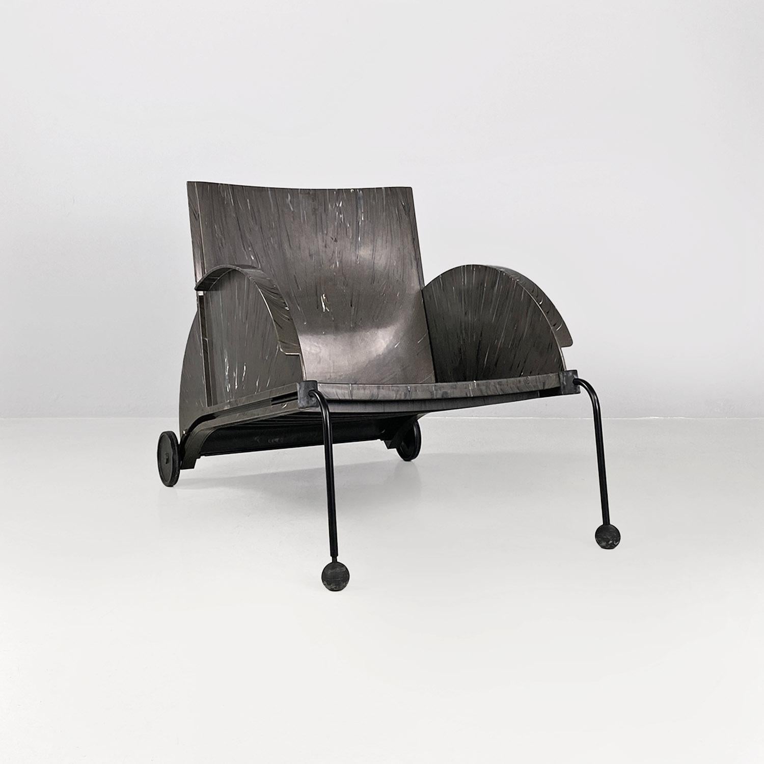 Mid-Century Modern Italian modern 4841 black armchair by Anna Castelli Ferreri for Kartell, 1980s For Sale