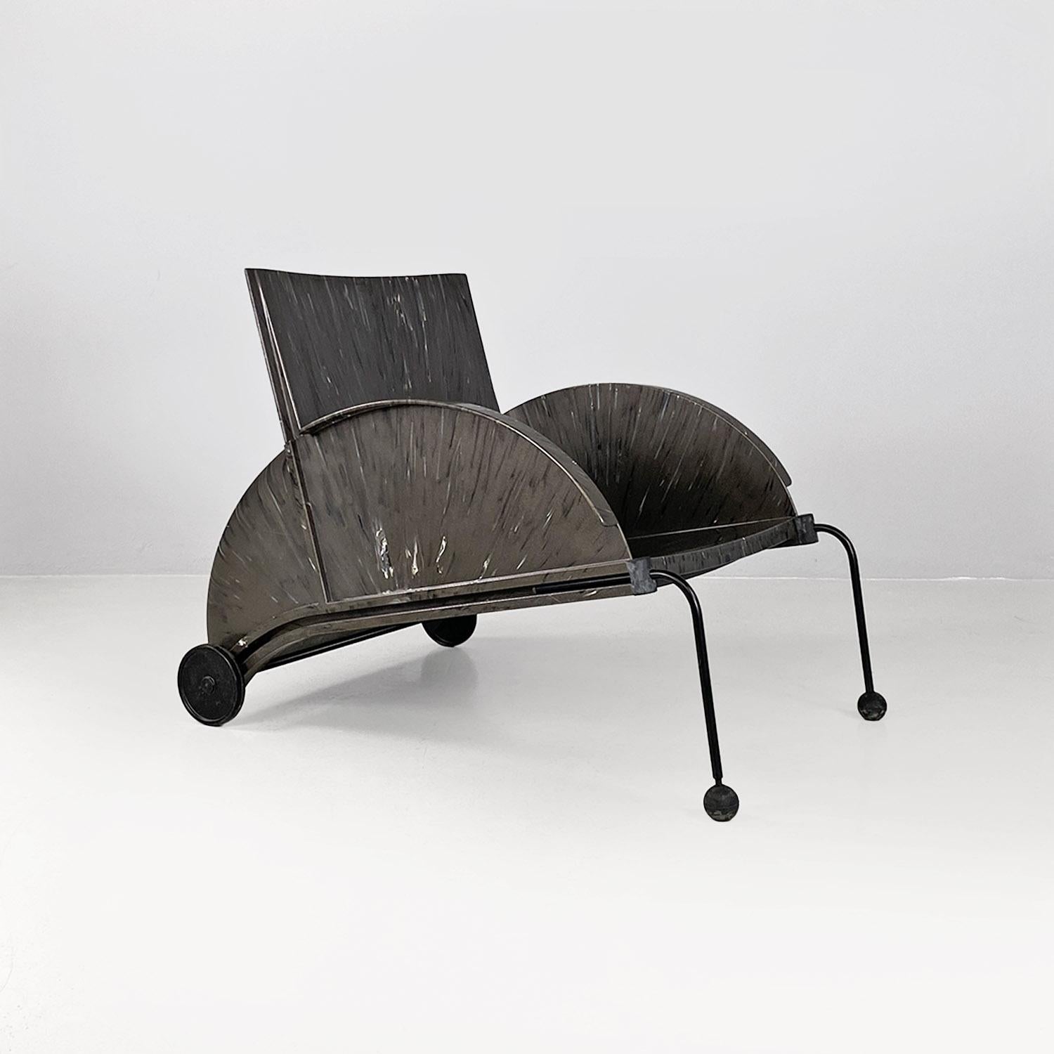 Italian modern 4841 black armchair by Anna Castelli Ferreri for Kartell, 1980s In Good Condition For Sale In MIlano, IT