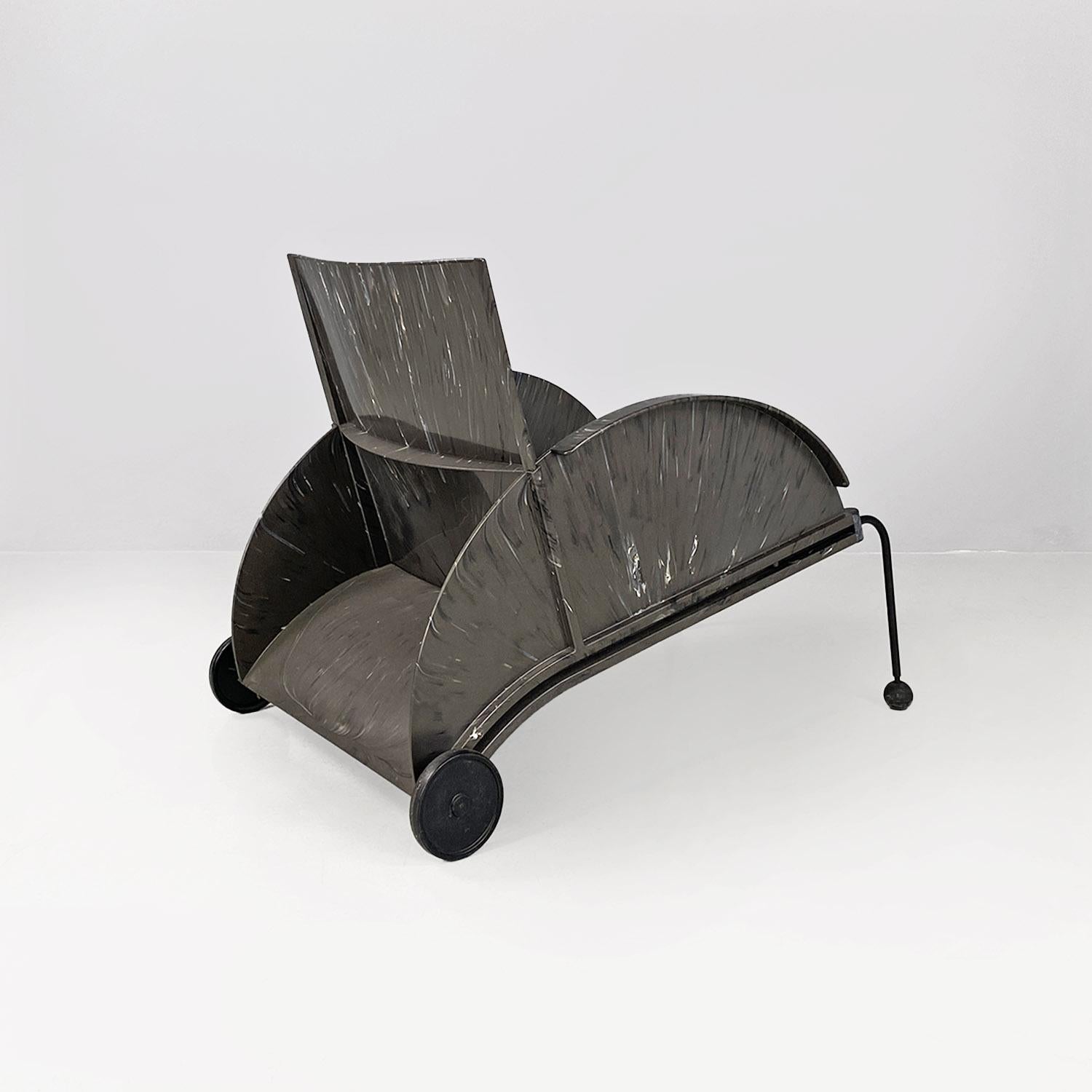 Plastic Italian modern 4841 black armchair by Anna Castelli Ferreri for Kartell, 1980s For Sale