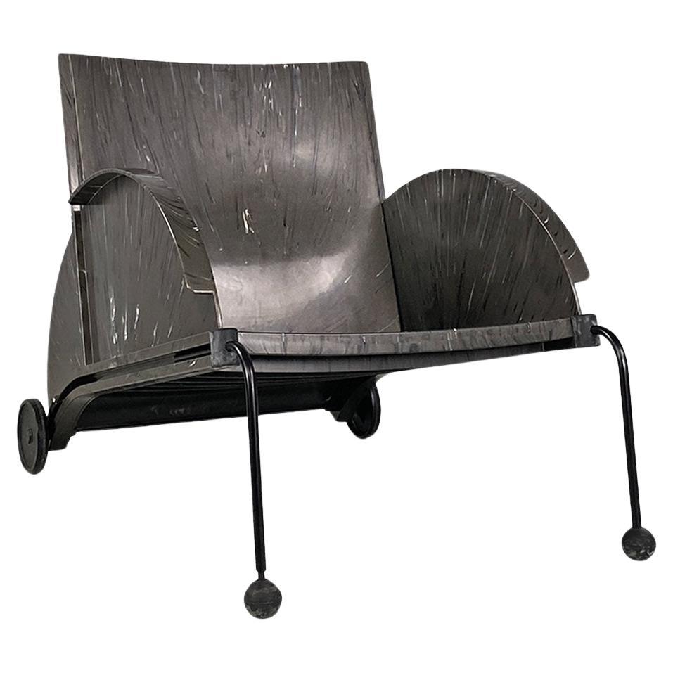 Italian modern 4841 black armchair by Anna Castelli Ferreri for Kartell, 1980s