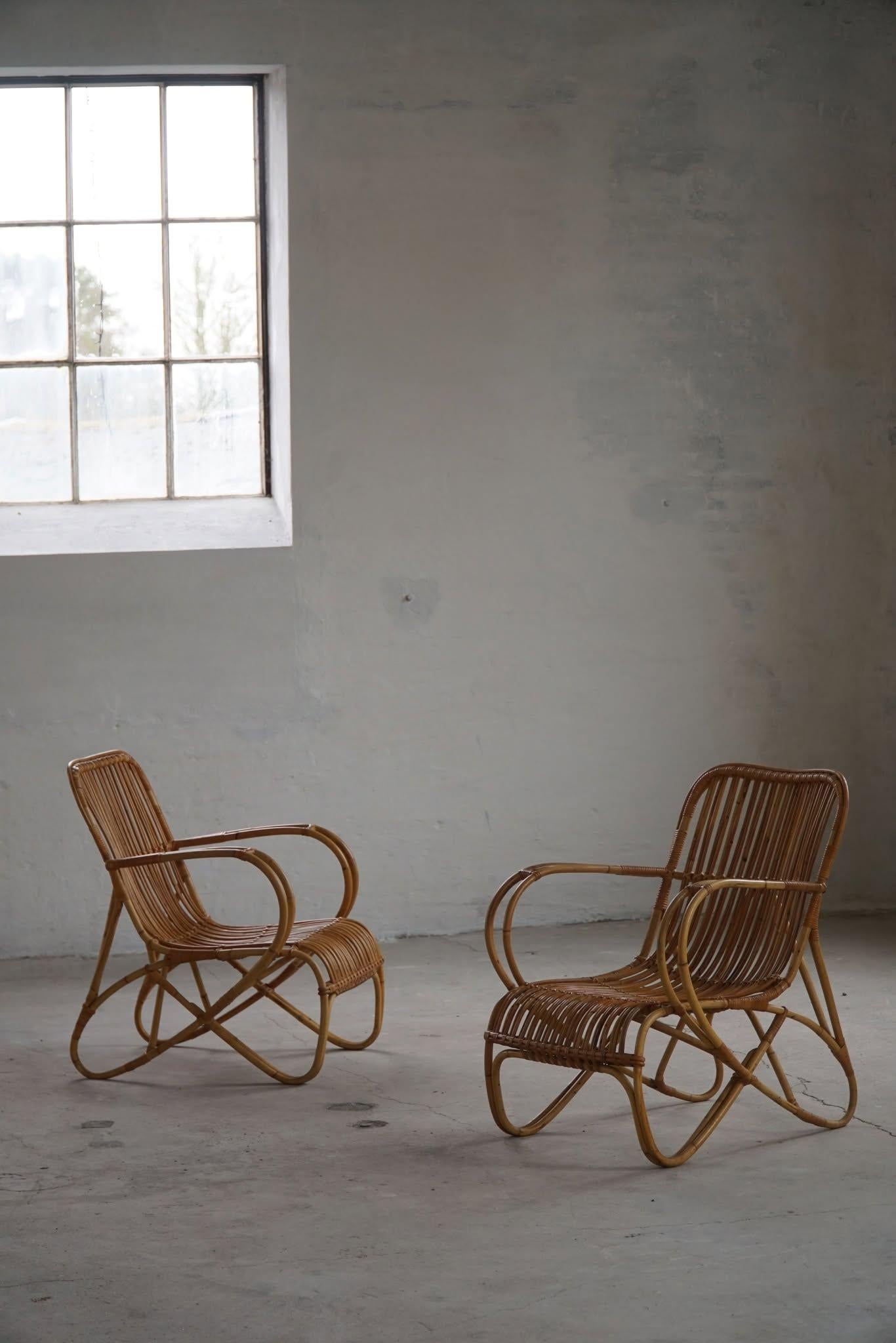 Modernismo italiano, Pareja de sillones de bambú, Mid Century Modern, Años 60 en venta 7