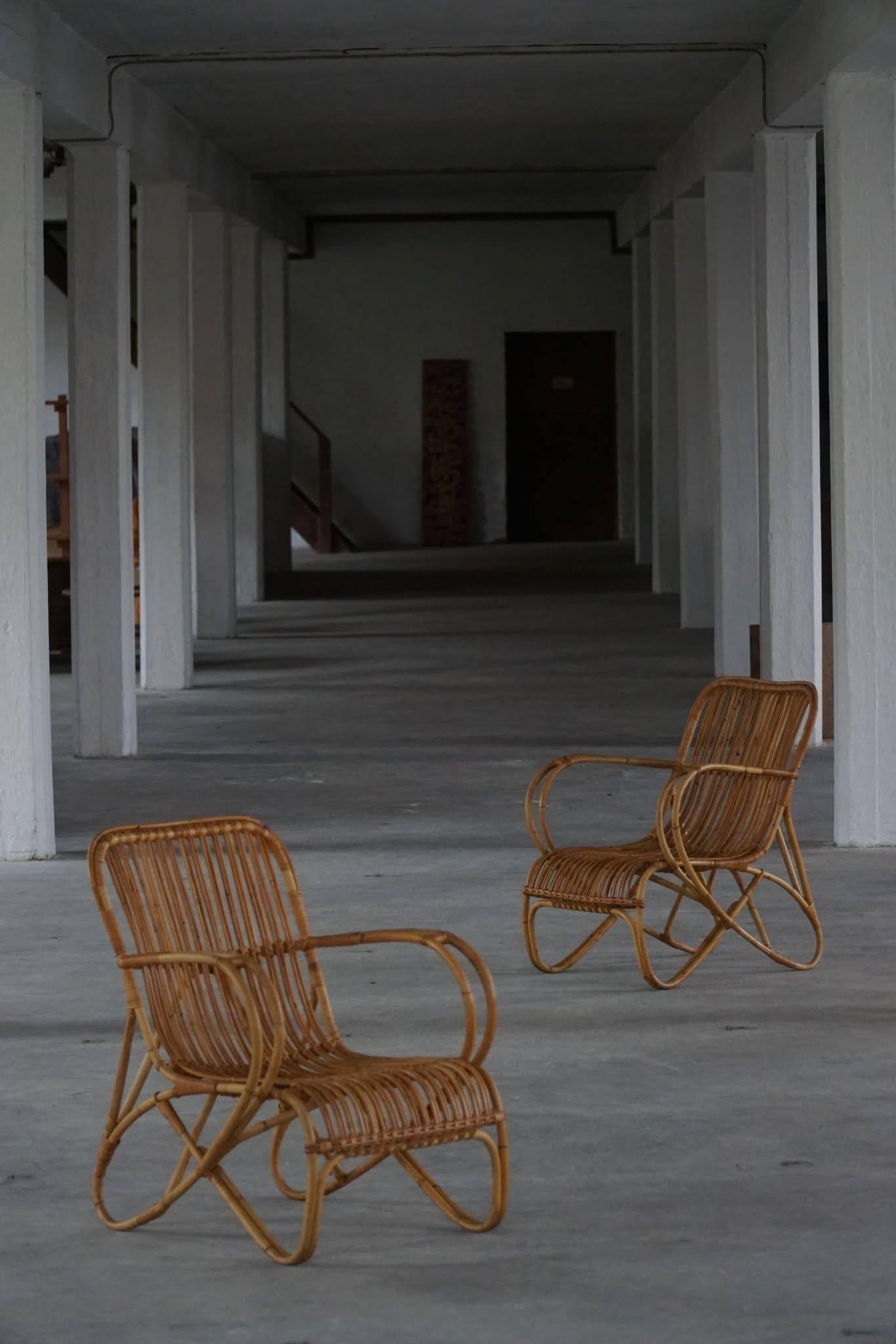 Modernismo italiano, Pareja de sillones de bambú, Mid Century Modern, Años 60 en venta 1