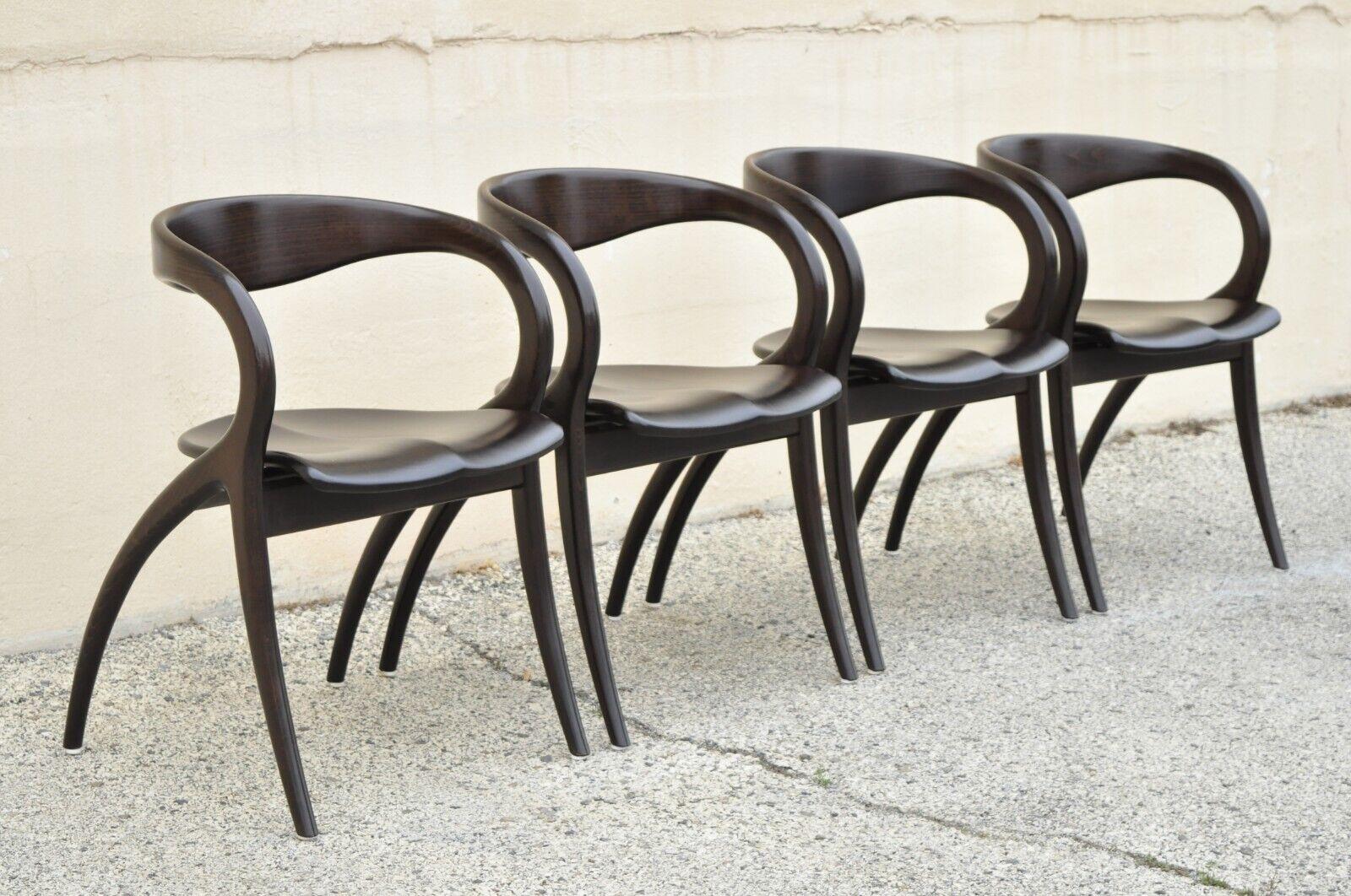 Italian Modern A. Sibau Sculptural Cherry Wood Dark Finish Dining Chair 7