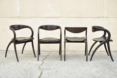 Italian Modern A. Sibau Sculptural Cherry Wood Dark Finish Dining Chair