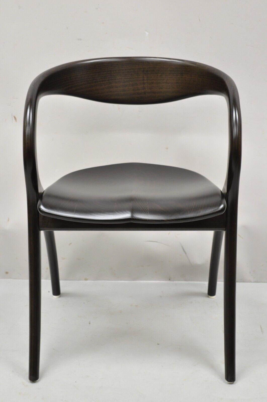 Italian Modern A. Sibau Sculptural Cherry Wood Dark Finish Dining Chair In Good Condition In Philadelphia, PA