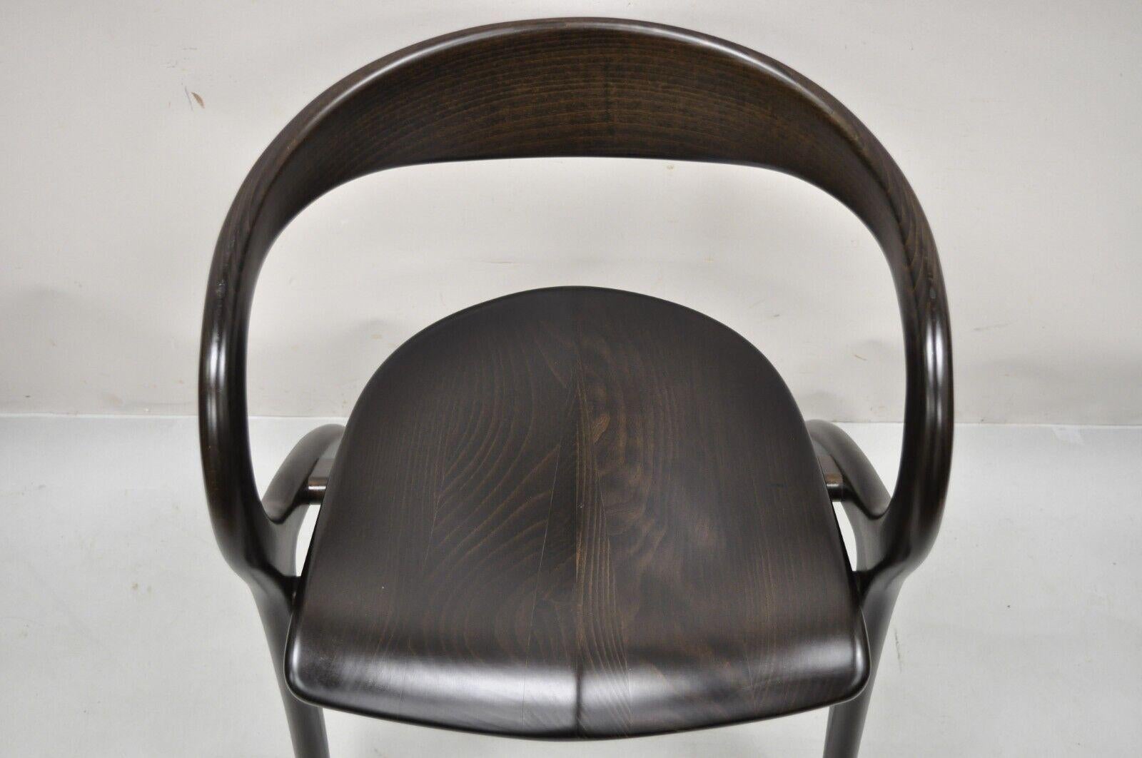 20th Century Italian Modern A. Sibau Sculptural Cherry Wood Dark Finish Dining Chair