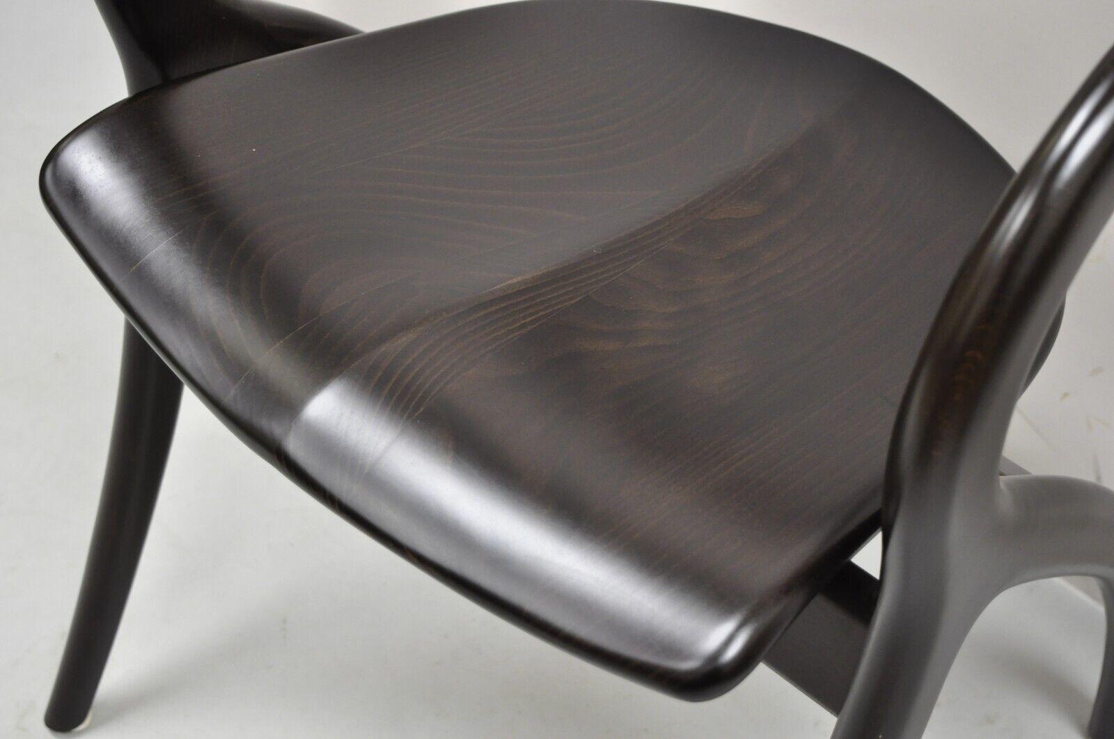 Italian Modern A. Sibau Sculptural Cherry Wood Dark Finish Dining Chair 2
