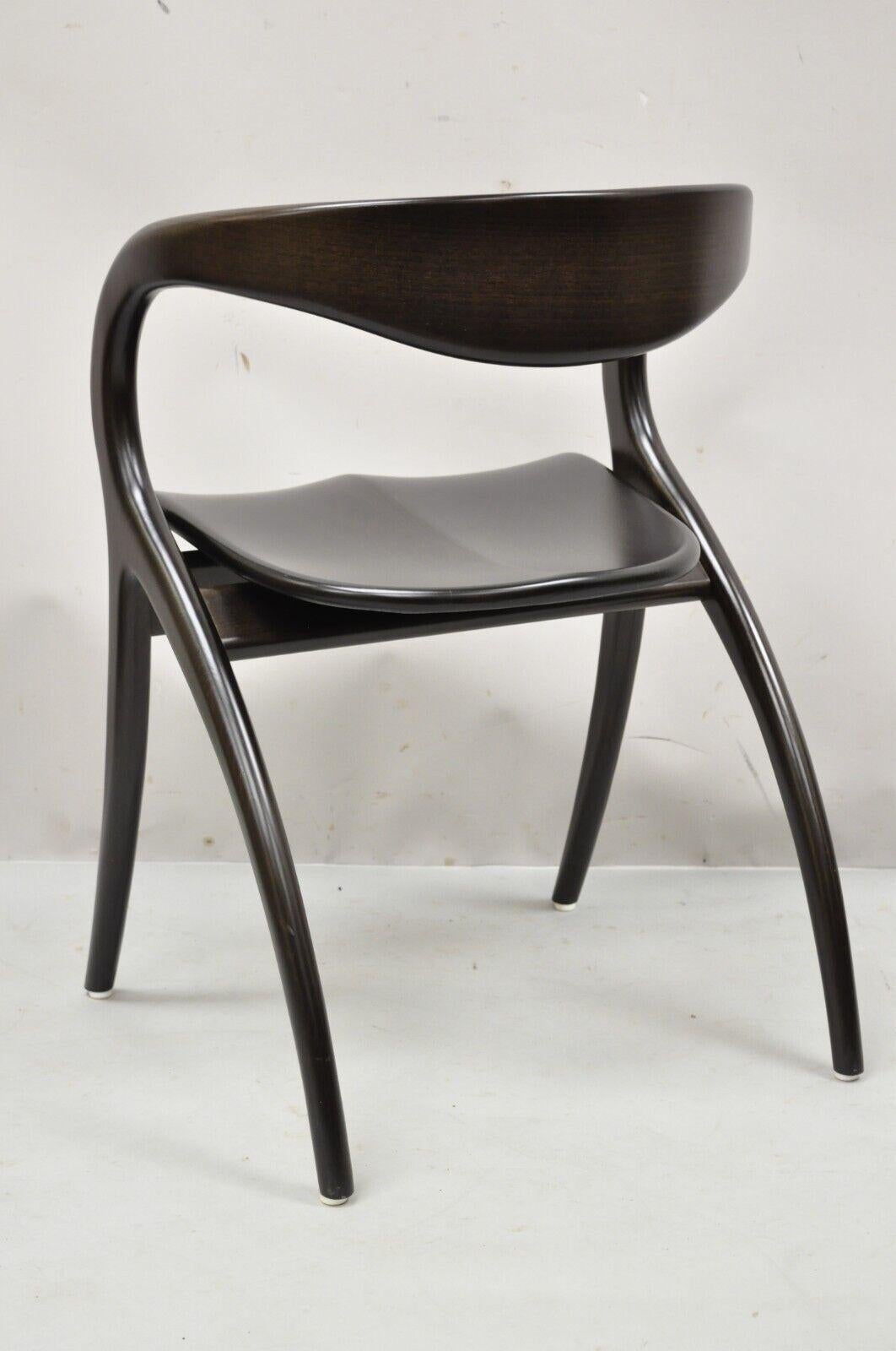 Italian Modern A. Sibau Sculptural Cherry Wood Dark Finish Dining Chair 4