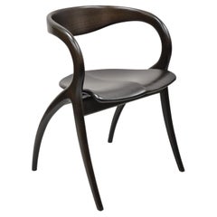 Italian Modern A. Sibau Sculptural Cherry Wood Dark Finish Dining Chair